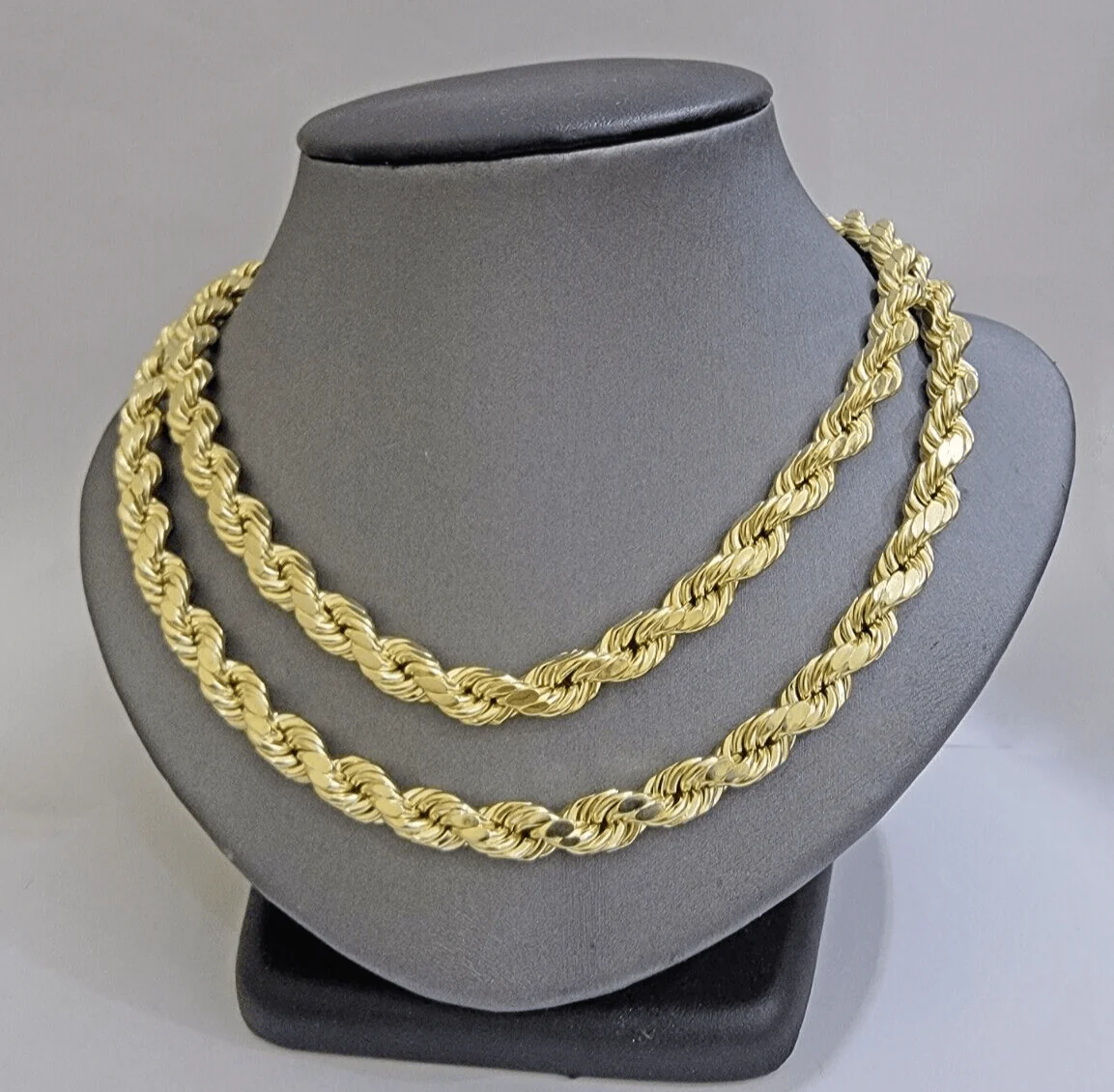 10k Yellow Gold Rope Chain Necklace 26 Inch 8mm Diamond Cuts Men's REAL 10KT - Image 10