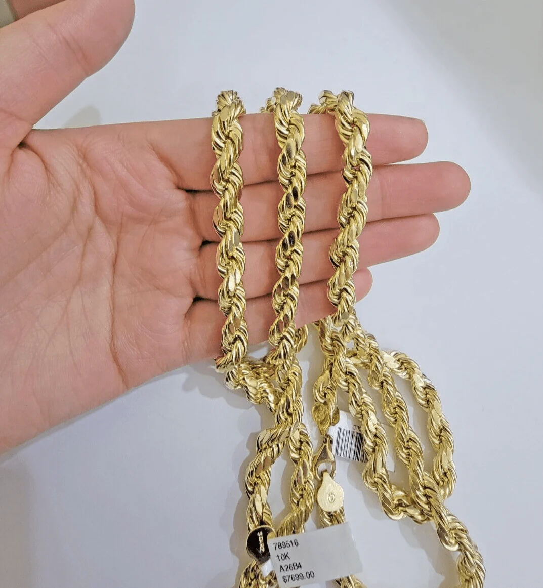 10k Yellow Gold Rope Chain Necklace 26 Inch 8mm Diamond Cuts Men's REAL 10KT - Image 8