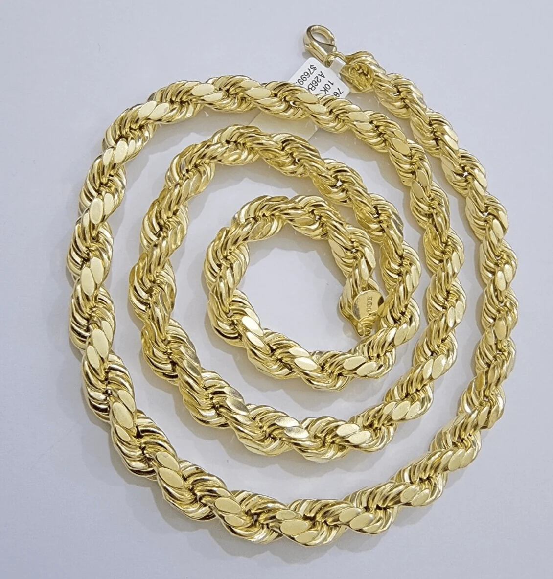 10k Yellow Gold Rope Chain Necklace 28 Inch 8mm Diamond Cuts Men's REAL 10KT - Image 11