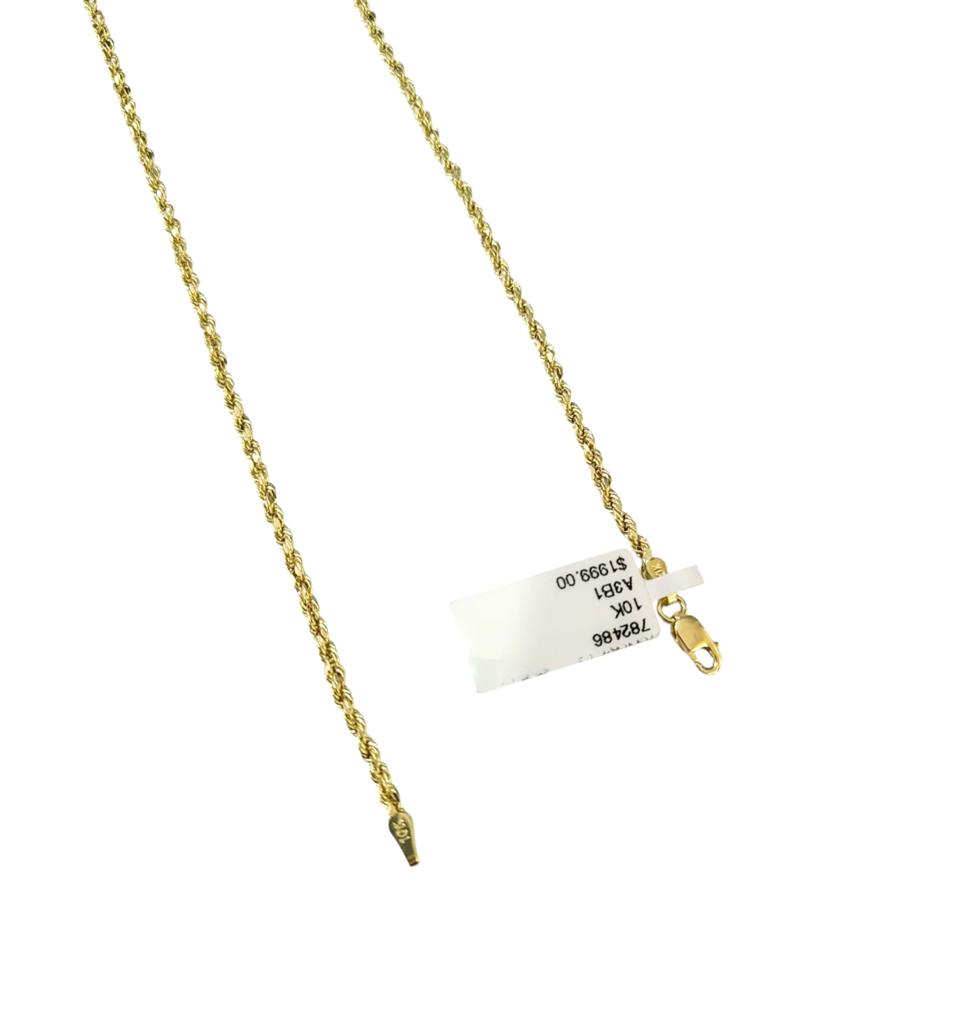 10K Yellow Gold Rope Chain Necklace 2mm 22 Inch REAL 10kt Diamond Cuts Womens - Image 4