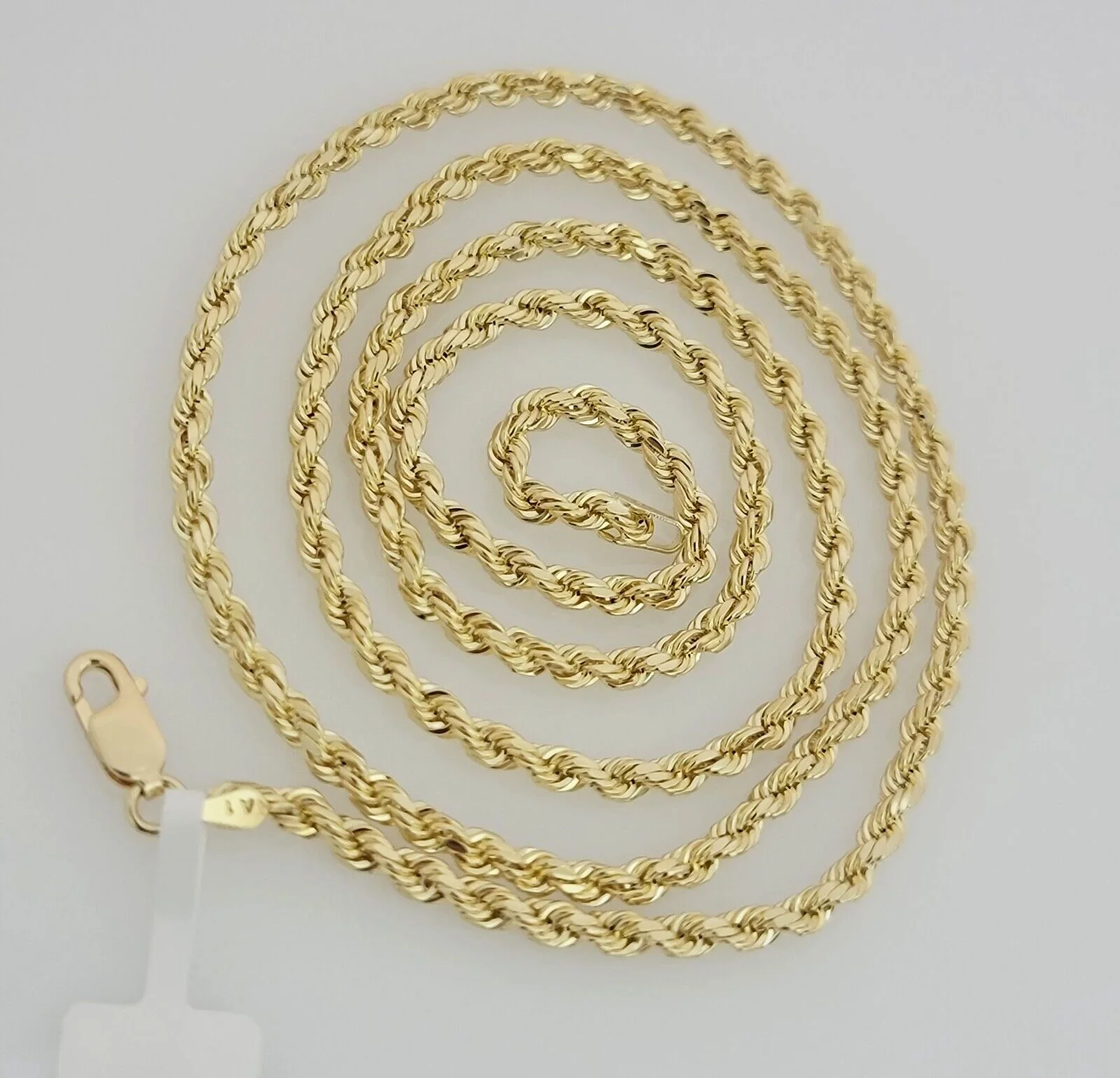 10K Yellow Gold Rope Chain Necklace 3mm 24" REAL 10kt Diamond Cut For Men &Women - Image 2