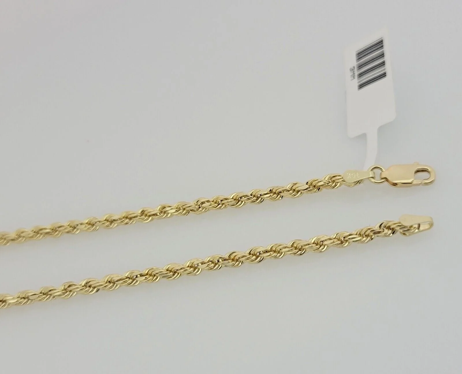 10K Yellow Gold Rope Chain Necklace 3mm 24" REAL 10kt Diamond Cut For Men &Women - Image 3