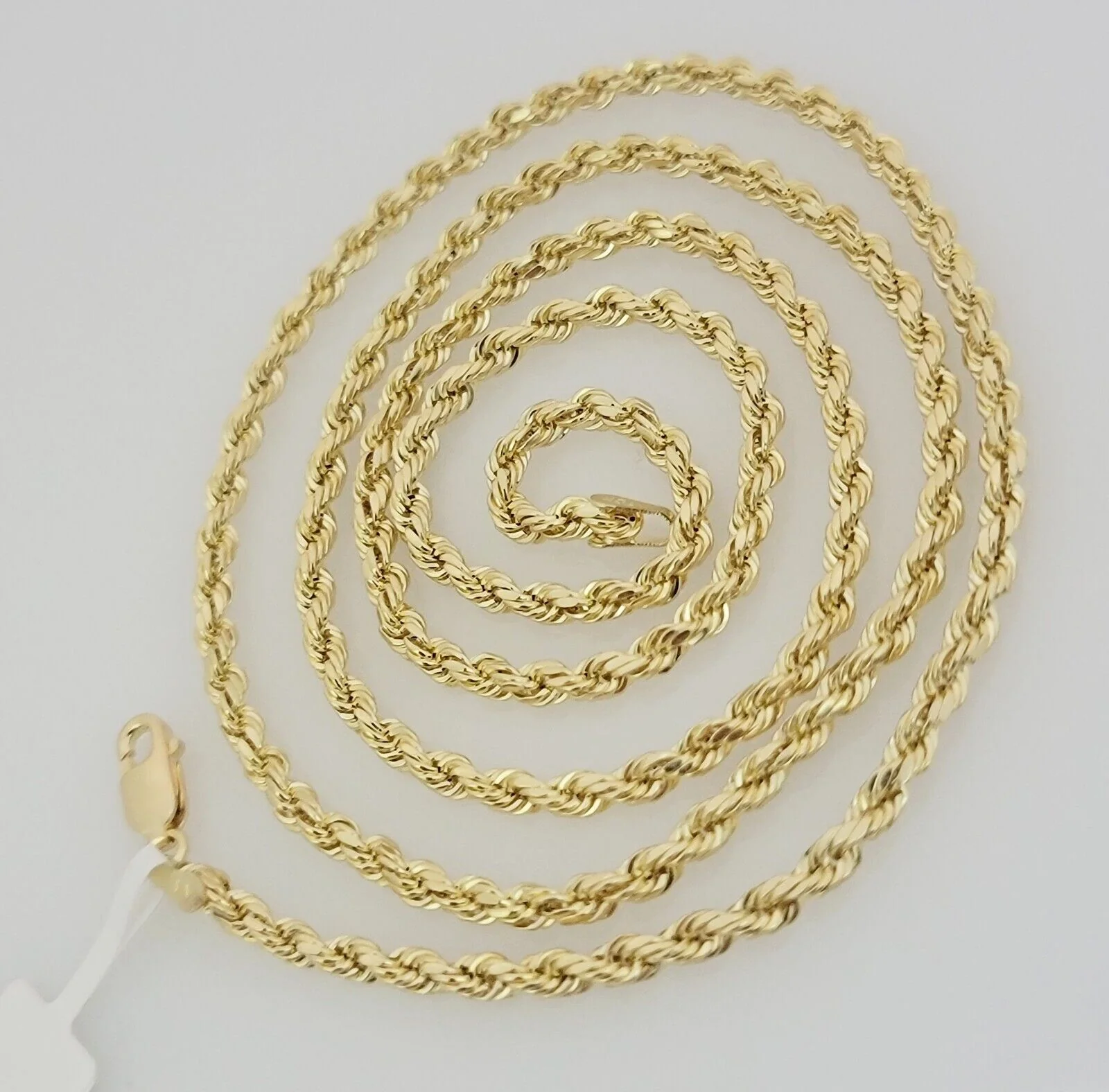 10K Yellow Gold Rope Chain Necklace 3mm 24" REAL 10kt Diamond Cut For Men &Women - Image 5