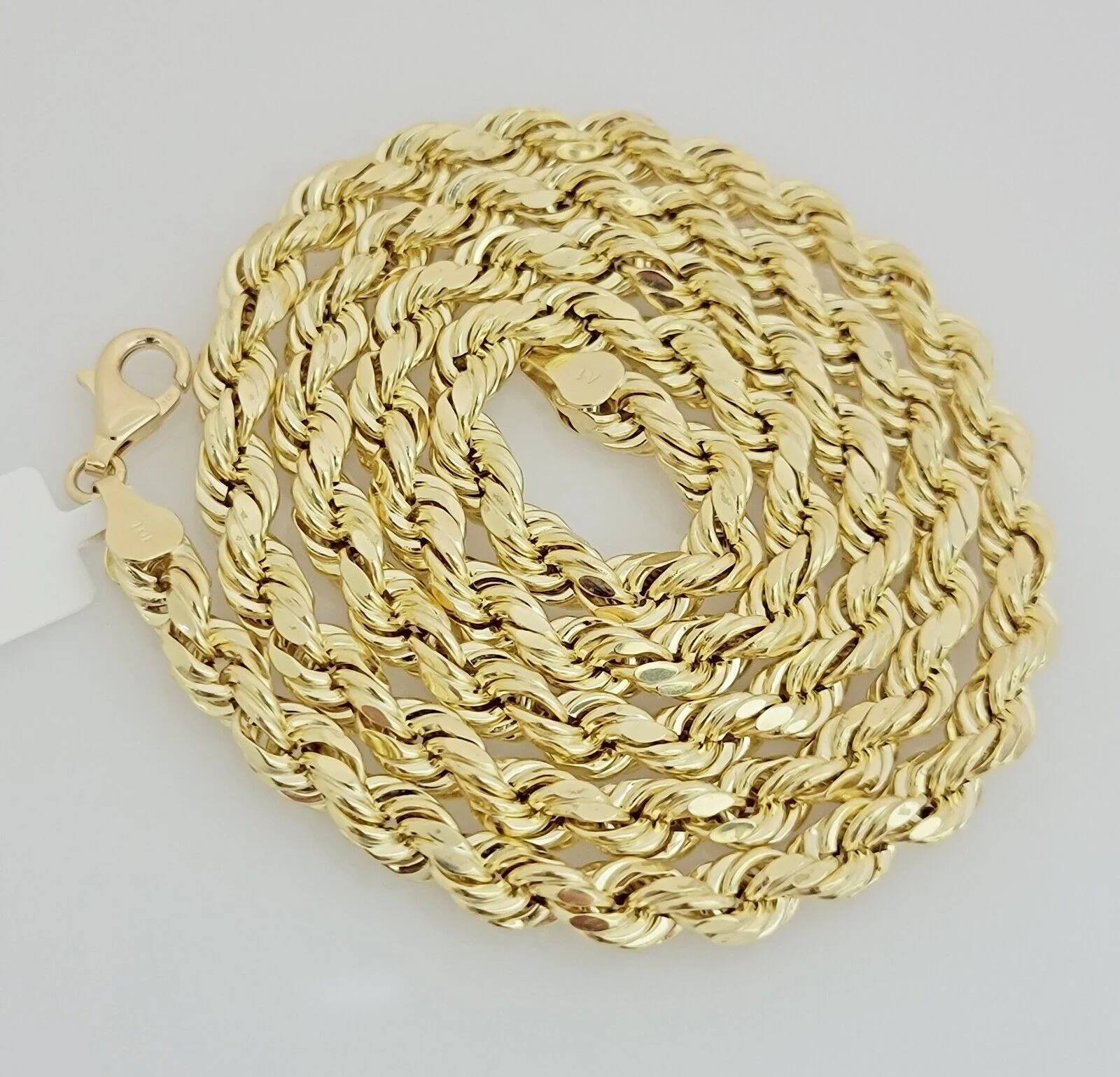 10K Yellow Gold Rope Chain Necklace 7mm 22 Inch REAL 10kt Diamond Cuts For Mens - Image 2