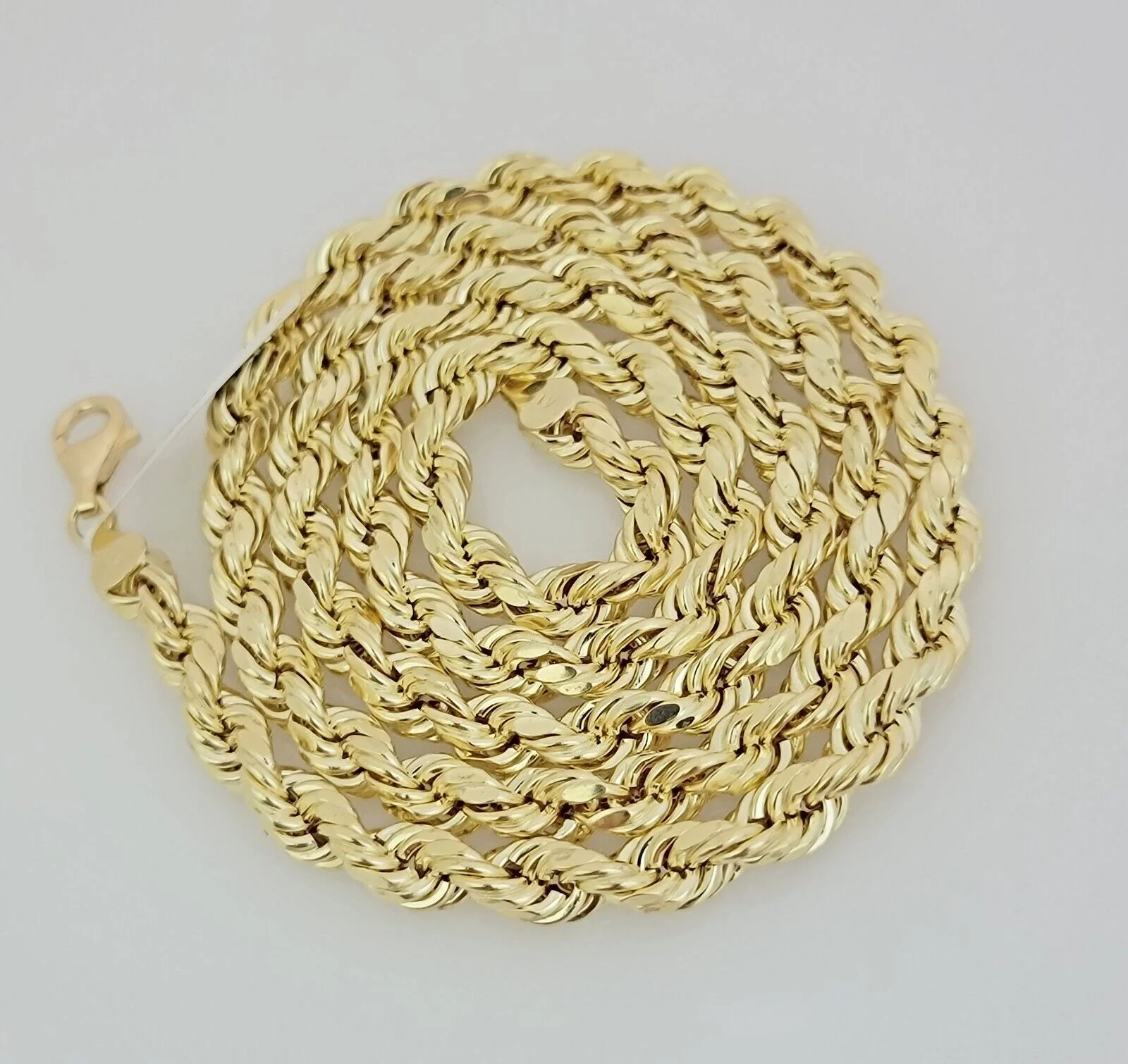 10K Yellow Gold Rope Chain Necklace 7mm 22 Inch REAL 10kt Diamond Cuts For Mens - Image 6