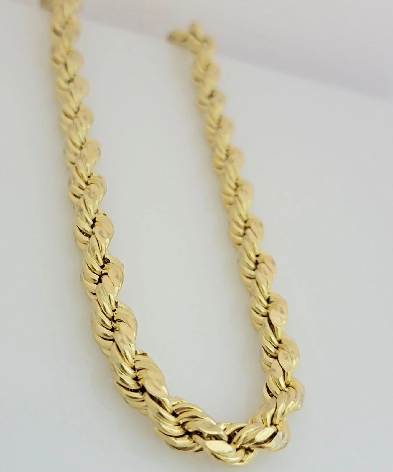 10K Yellow Gold Rope Chain Necklace 8mm 20" Choker REAL 10kt Diamond Cuts, Men's - Image 4