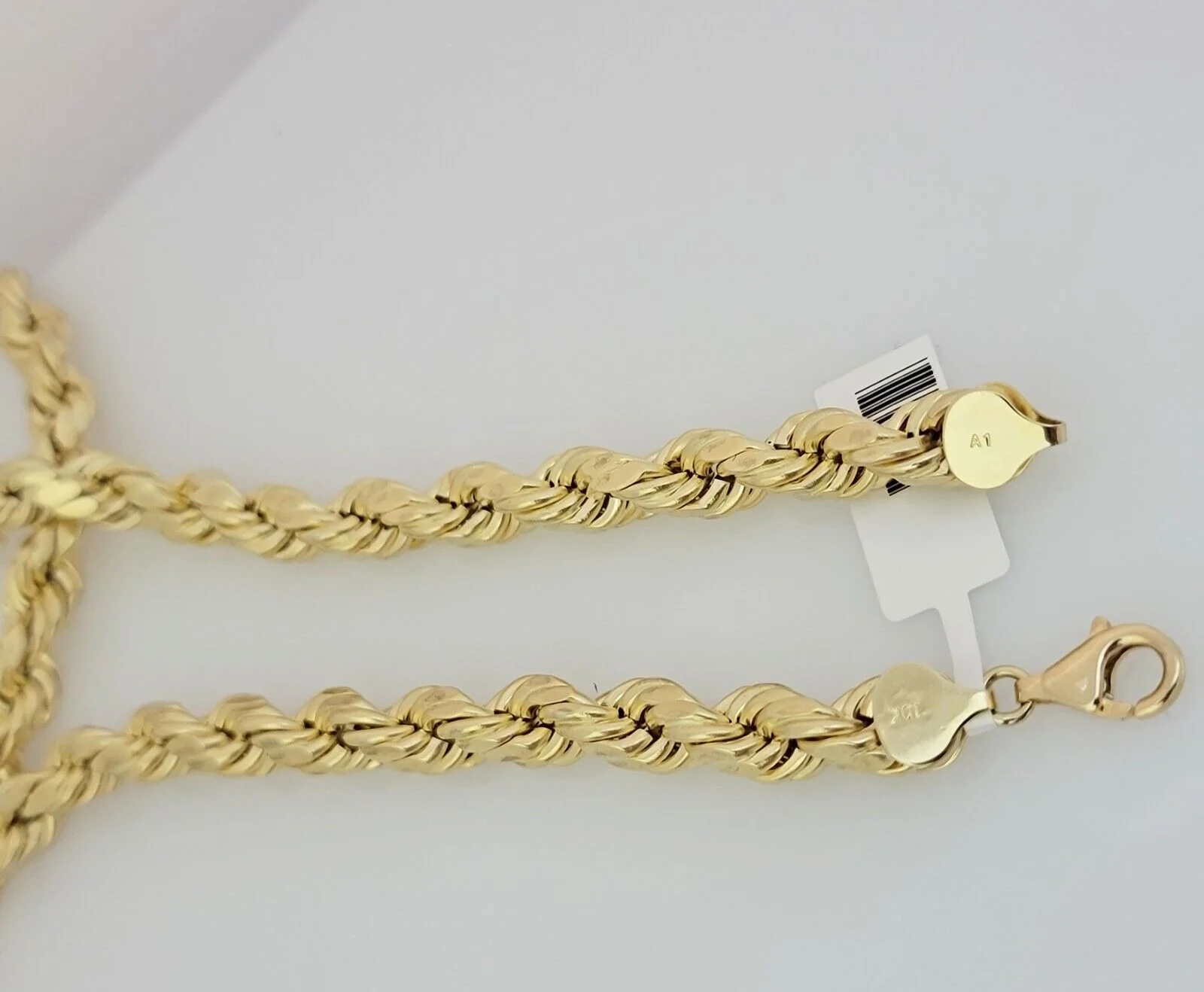 10K Yellow Gold Rope Chain Necklace 8mm 20" Choker REAL 10kt Diamond Cuts, Men's - Image 8