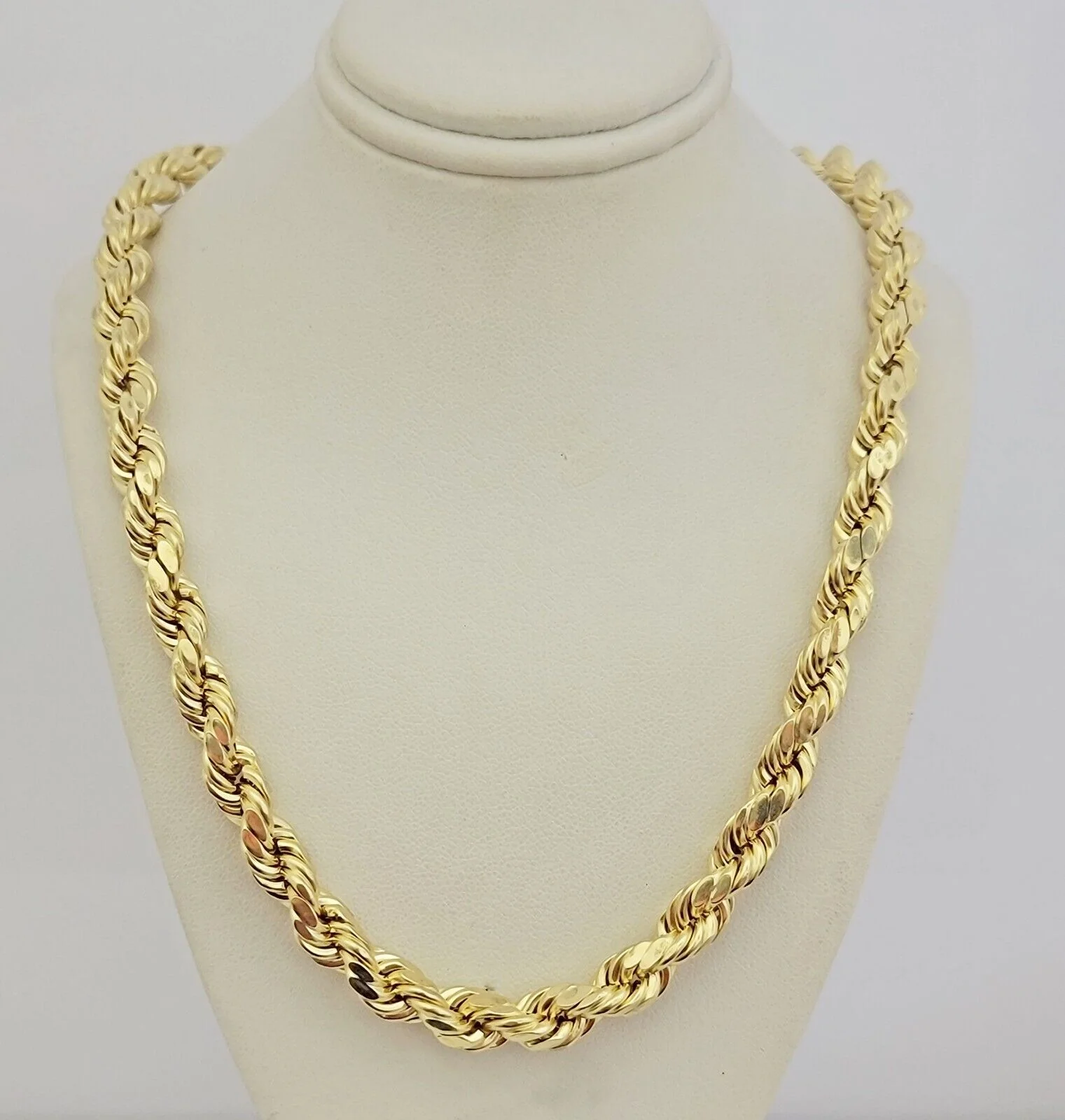 10K Yellow Gold Rope Chain Necklace 8mm 22 Inch REAL 10kt Diamond Cuts For Mens - Image 6