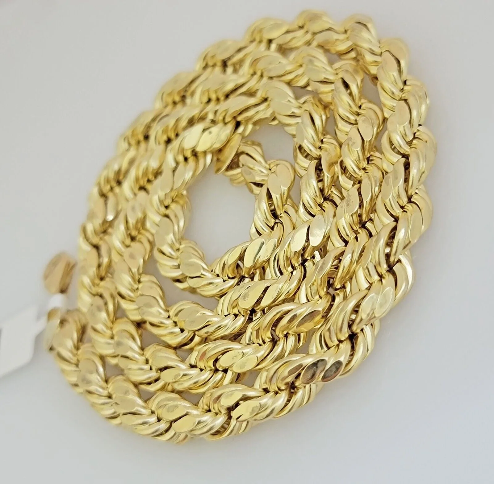 10K Yellow Gold Rope Chain Necklace 8mm 22 Inch REAL 10kt Diamond Cuts For Mens - Image 7