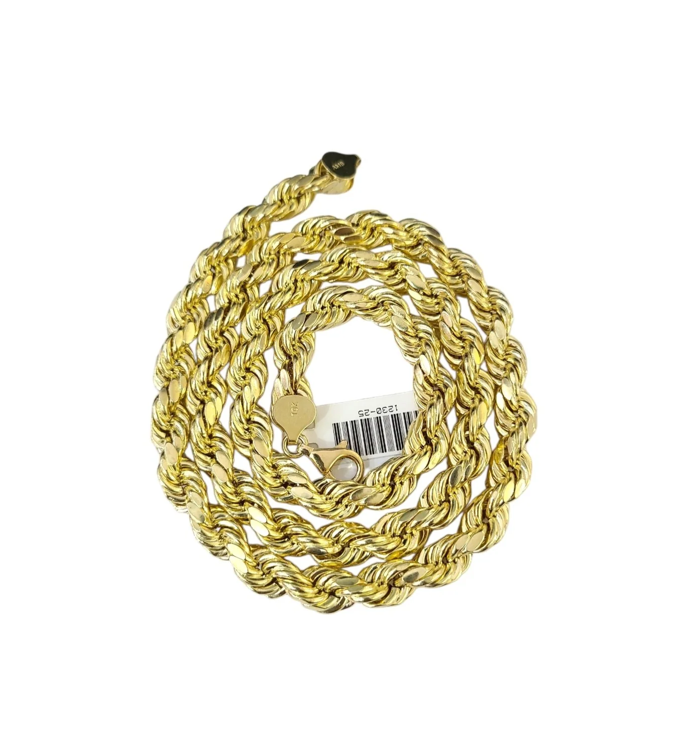10K Yellow Gold Rope Chain Necklace 8mm 22 Inch REAL 10kt Diamond Cuts Men's - Image 7
