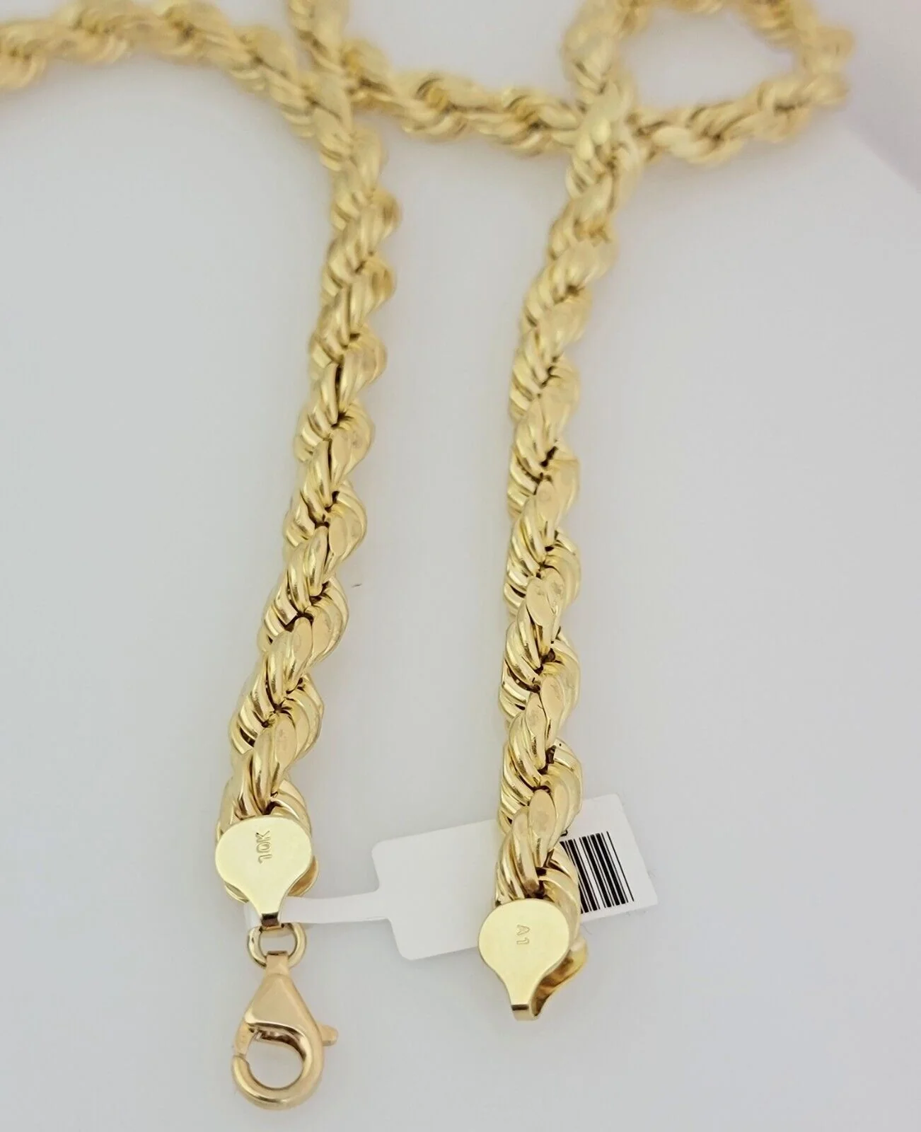 10K Yellow Gold Rope Chain Necklace 8mm 24 Inch REAL 10kt Diamond Cuts For Mens - Image 4