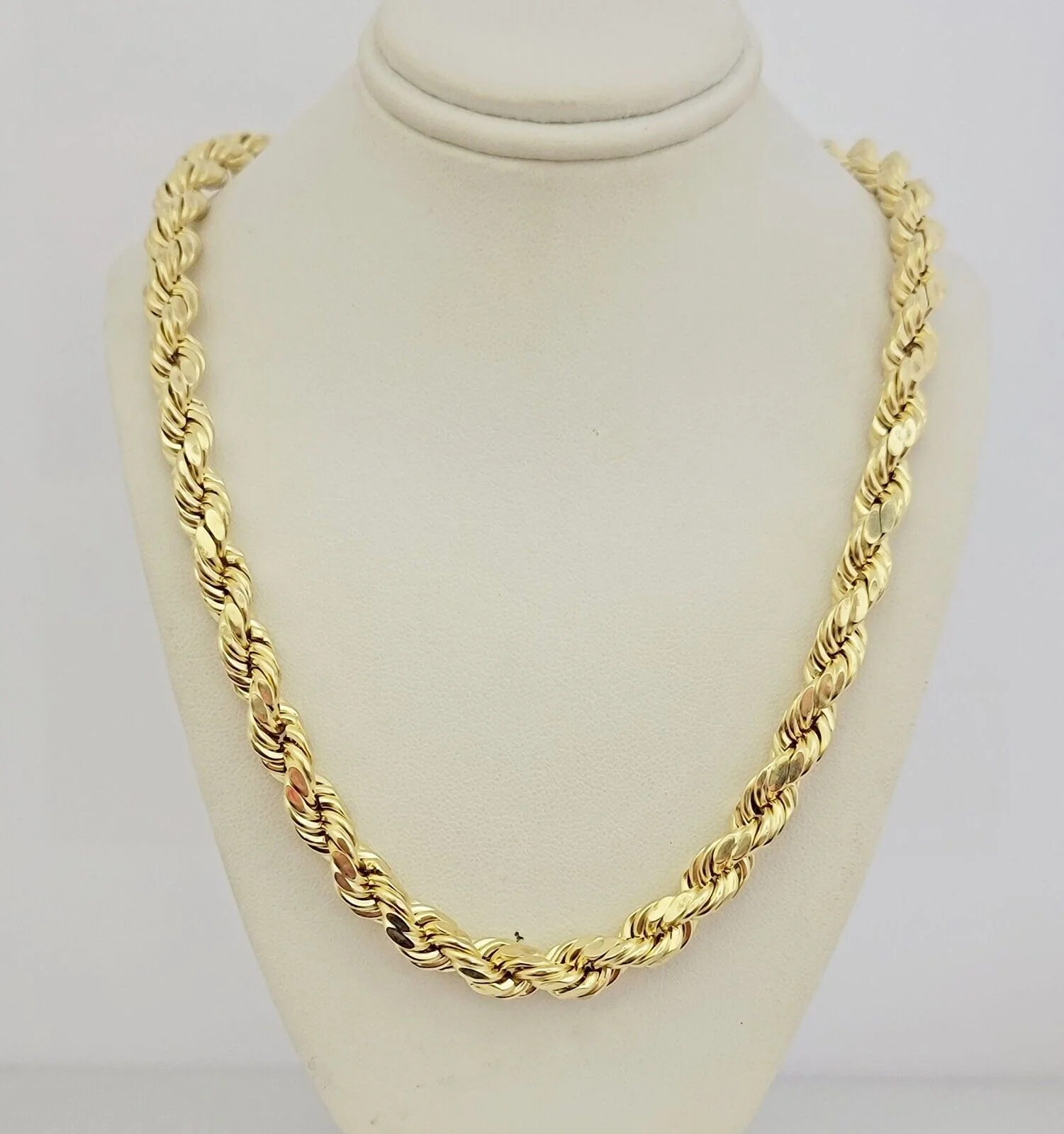 10K Yellow Gold Rope Chain Necklace 8mm 24 Inch REAL 10kt Diamond Cuts For Mens - Image 7