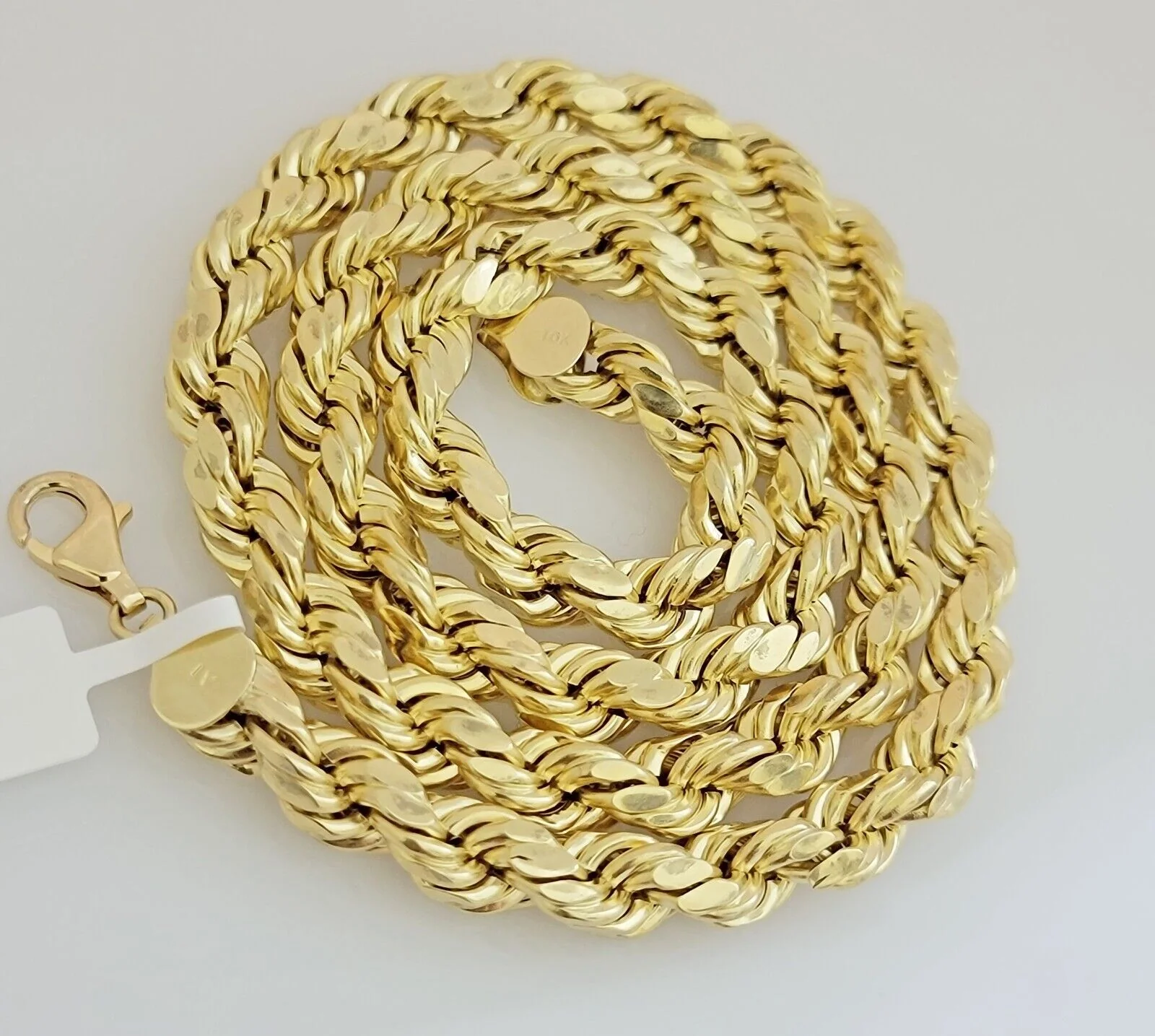 10K Yellow Gold Rope Chain Necklace 8mm 28" Choker REAL 10kt Diamond Cuts, Men's - Image 4
