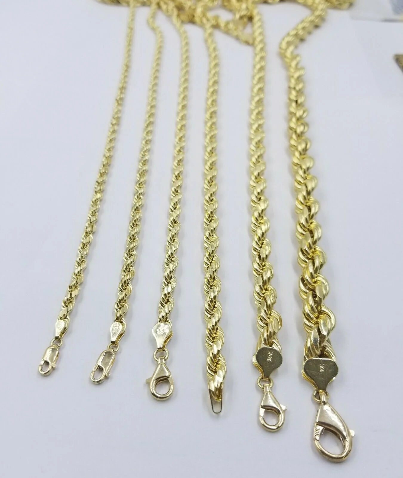 10k Yellow Gold Rope Chain Necklace Men Women 18"-30 Inch 2 3mm 4mm 5mm 6mm REAL - Image 3
