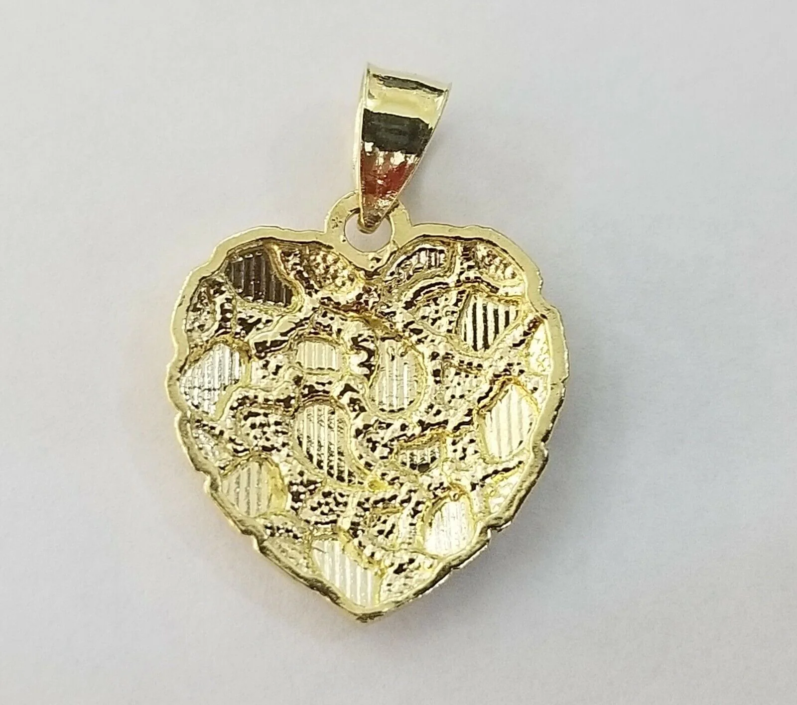 10k Yellow Gold Rope Chain Nugget Heart Charm Pendant 18" 20" 22" 24" 26" 28" - Image 6
