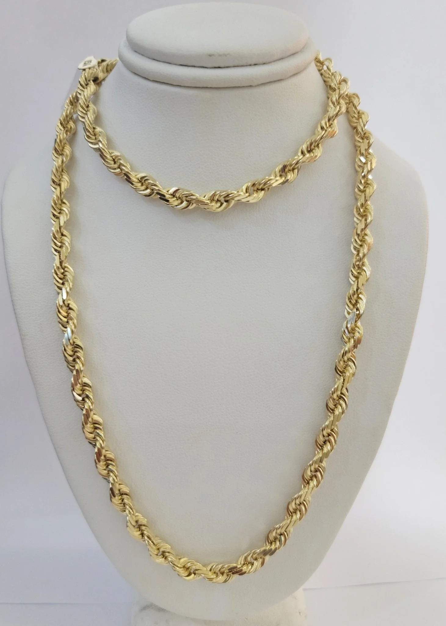 10k Yellow Gold Rope Chain Solid Necklace 6mm 18" Choker Length For Women Men - Image 4