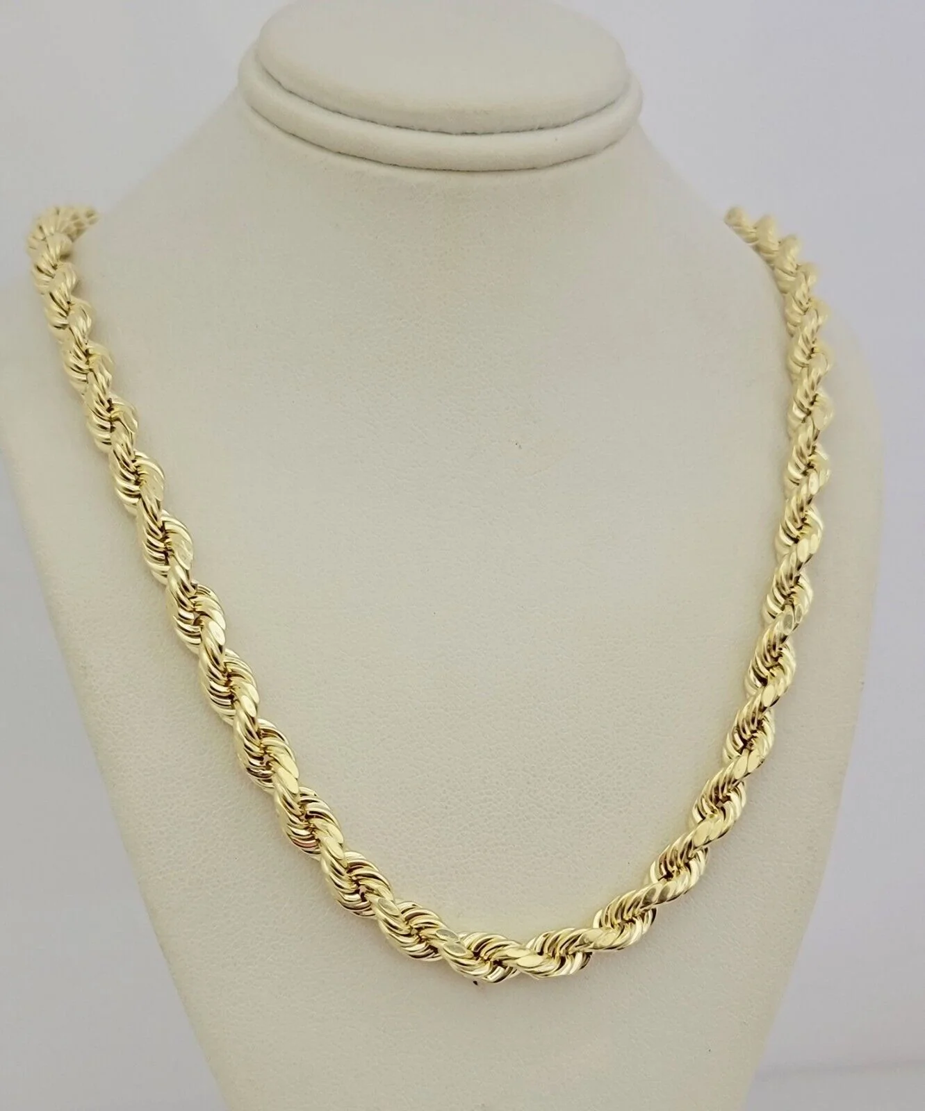 10k Yellow Gold Rope Necklace Chain 7mm 20" 22" 24" 26" 28" 30 Inch REAL 10k Men - Image 3
