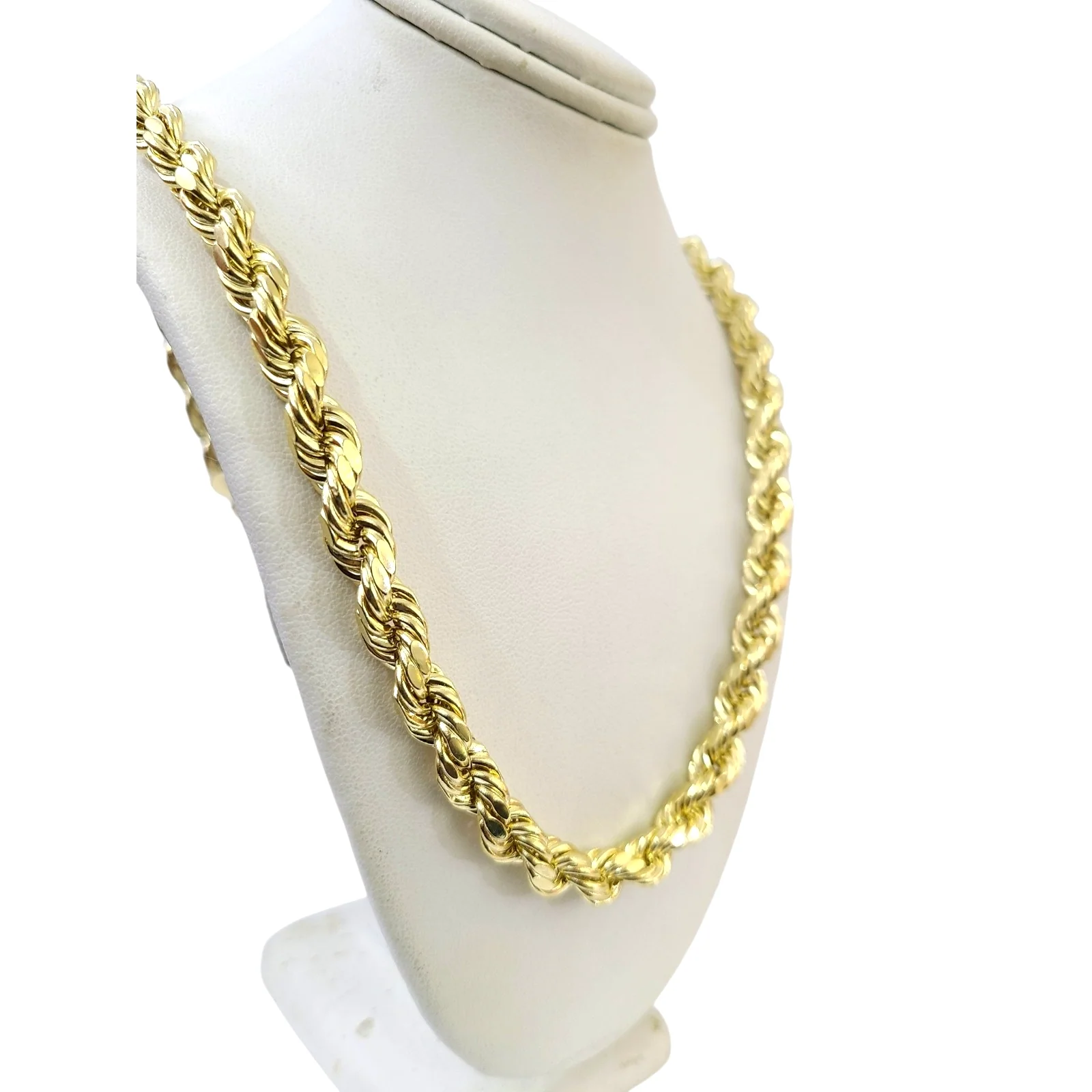 10k Yellow Gold Rope Necklace Chain 8mm 20-30 Inch Diamond Cuts Men's 10kt - Image 3
