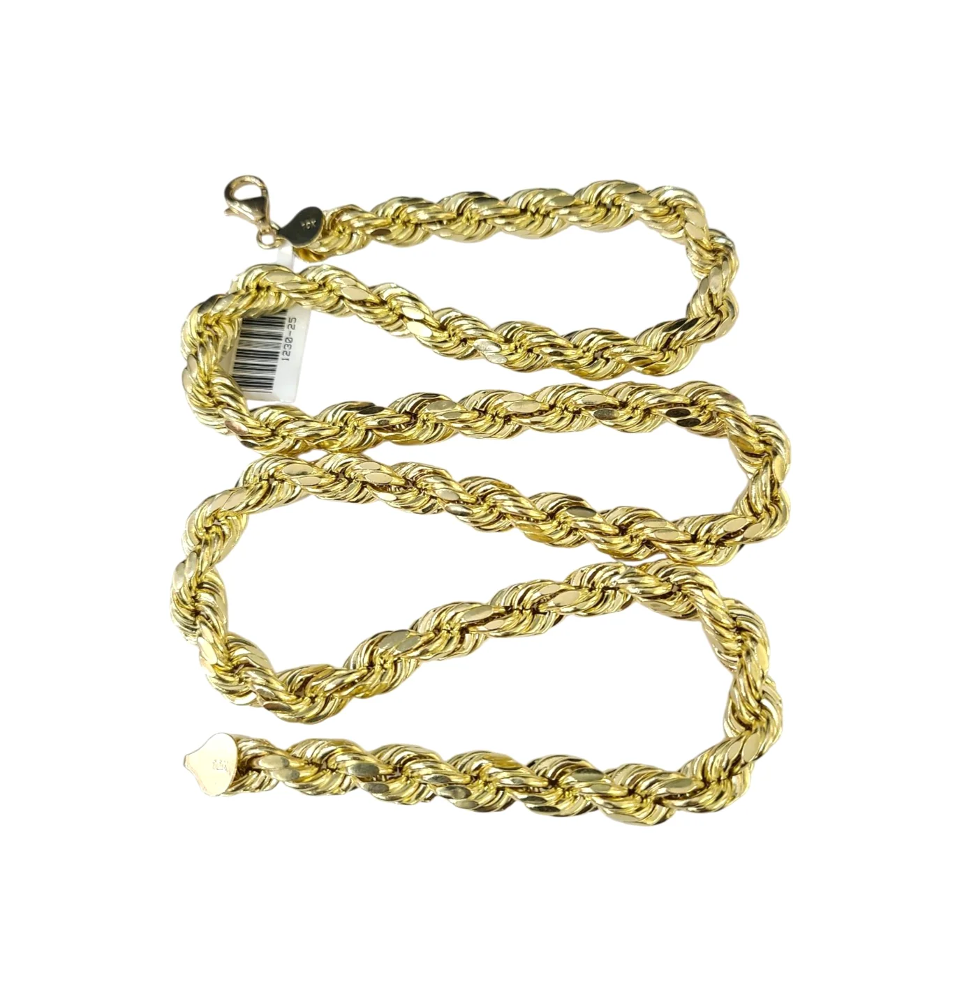10k Yellow Gold Rope Necklace Chain 8mm 20-30 Inch Diamond Cuts Men's 10kt - Image 4