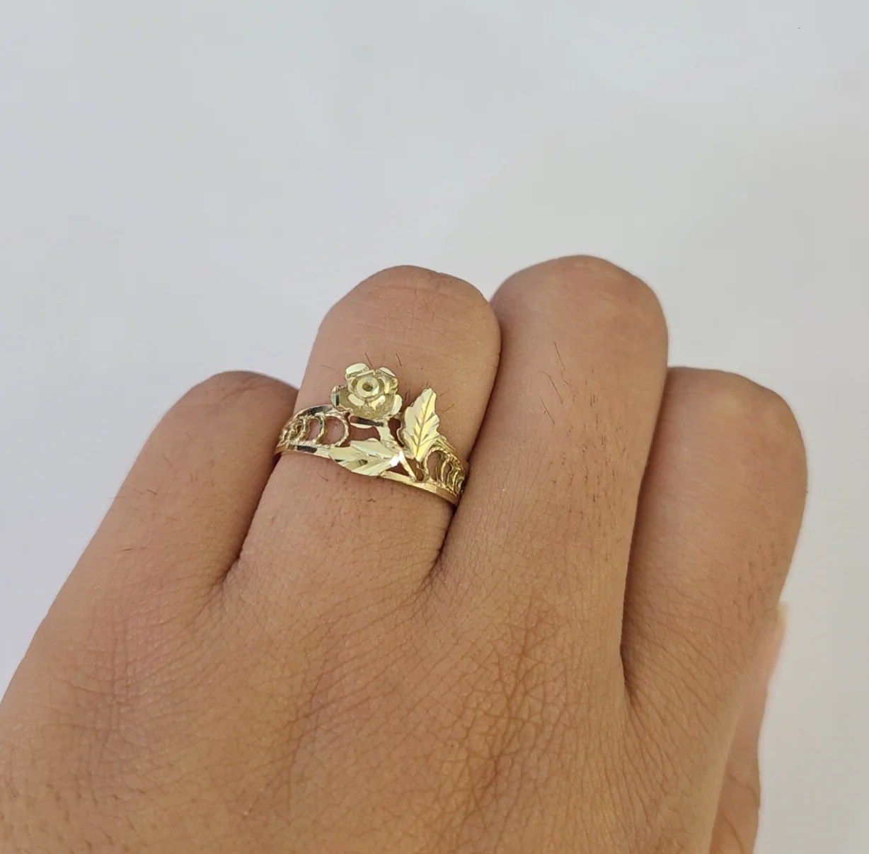 10k Yellow Gold Rose Flower Ring Casual Band Genuine Brand New All Sizes - Image 2