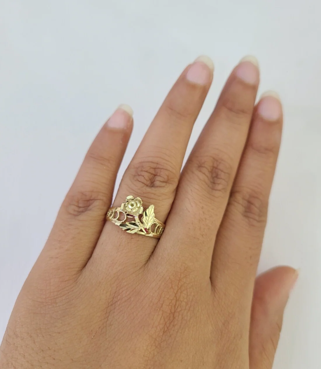 10k Yellow Gold Rose Flower Ring Casual Band Genuine Brand New All Sizes - Image 4