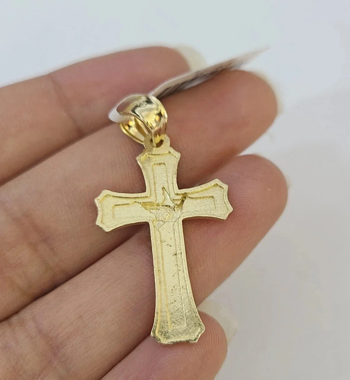 10k Yellow Gold Solid Cuban Curb Chain Jesus Cross Pendant Charm 3mm Necklace - Image 6