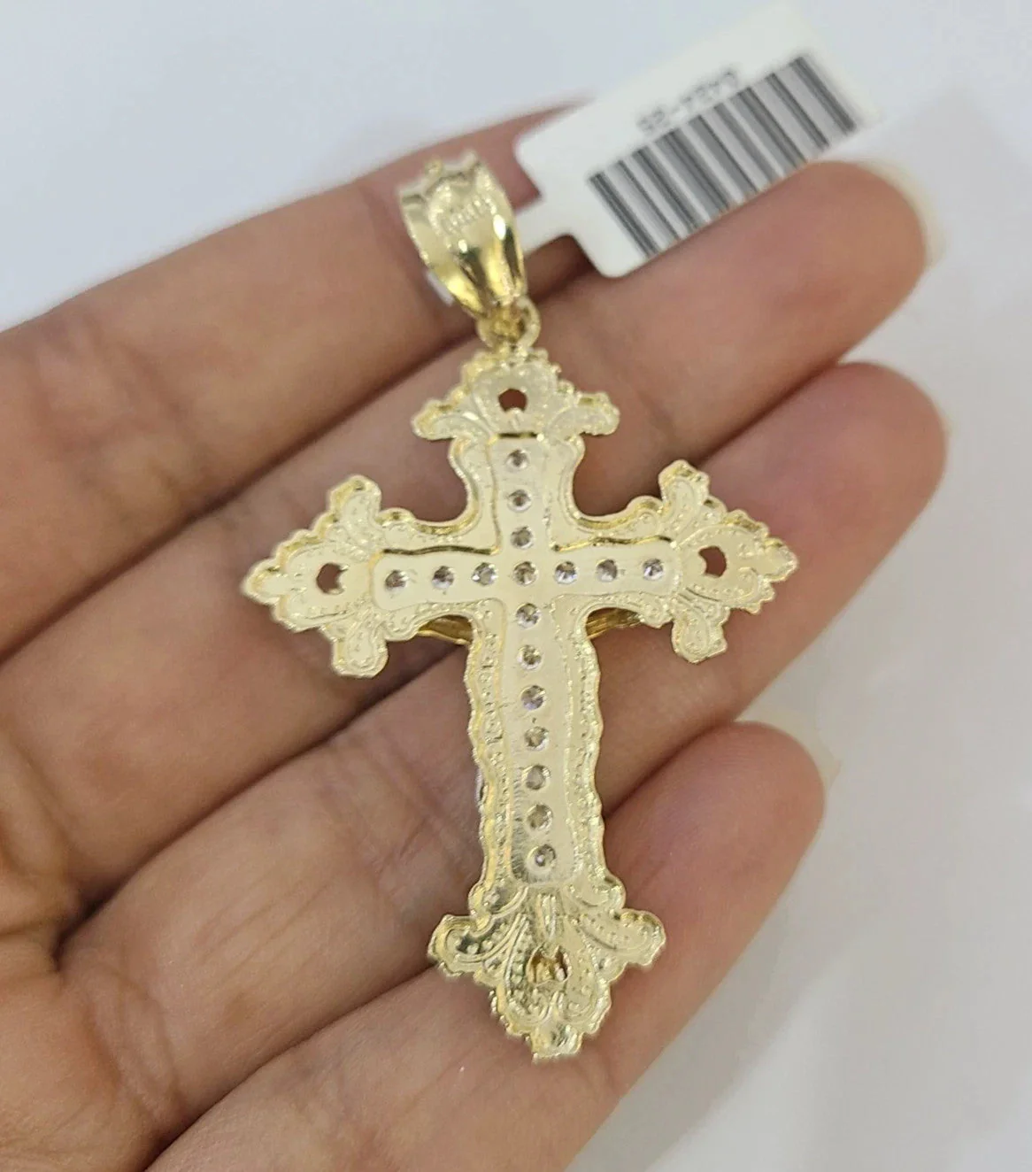 10k Yellow Gold Solid Cuban Curb Chain Jesus Cross Pendant Charm 3mm Necklace - Image 6