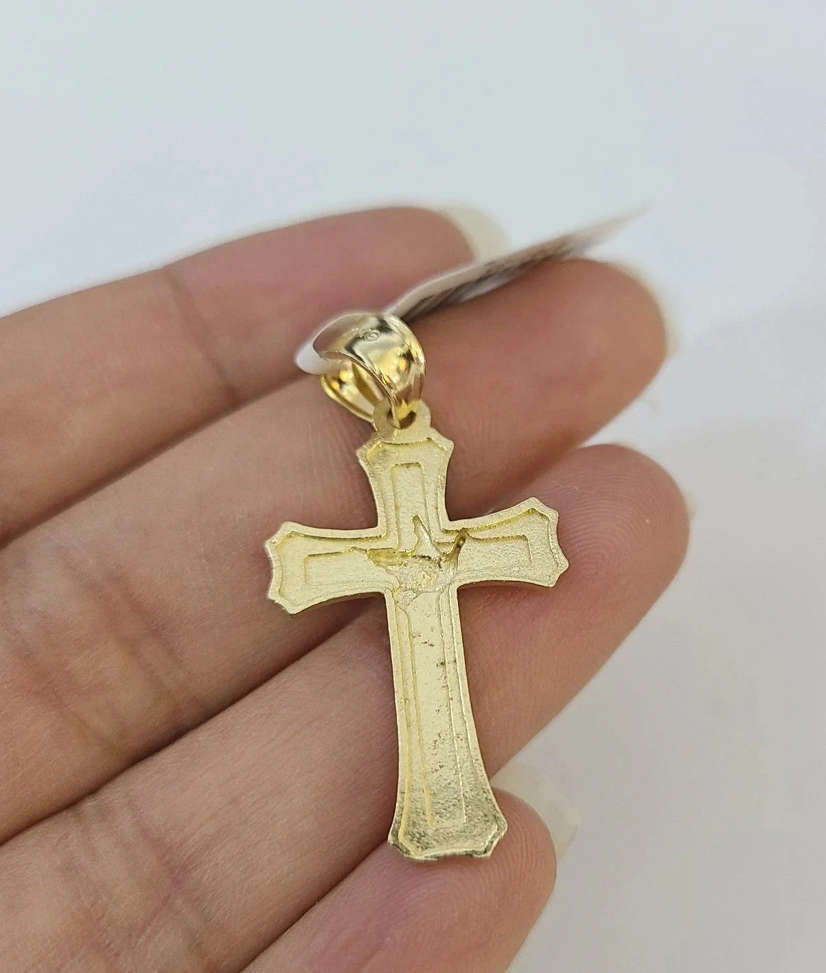 10k Yellow Gold Solid Cuban Curb Chain Jesus Cross Pendant Charm 3mm Necklace - Image 6