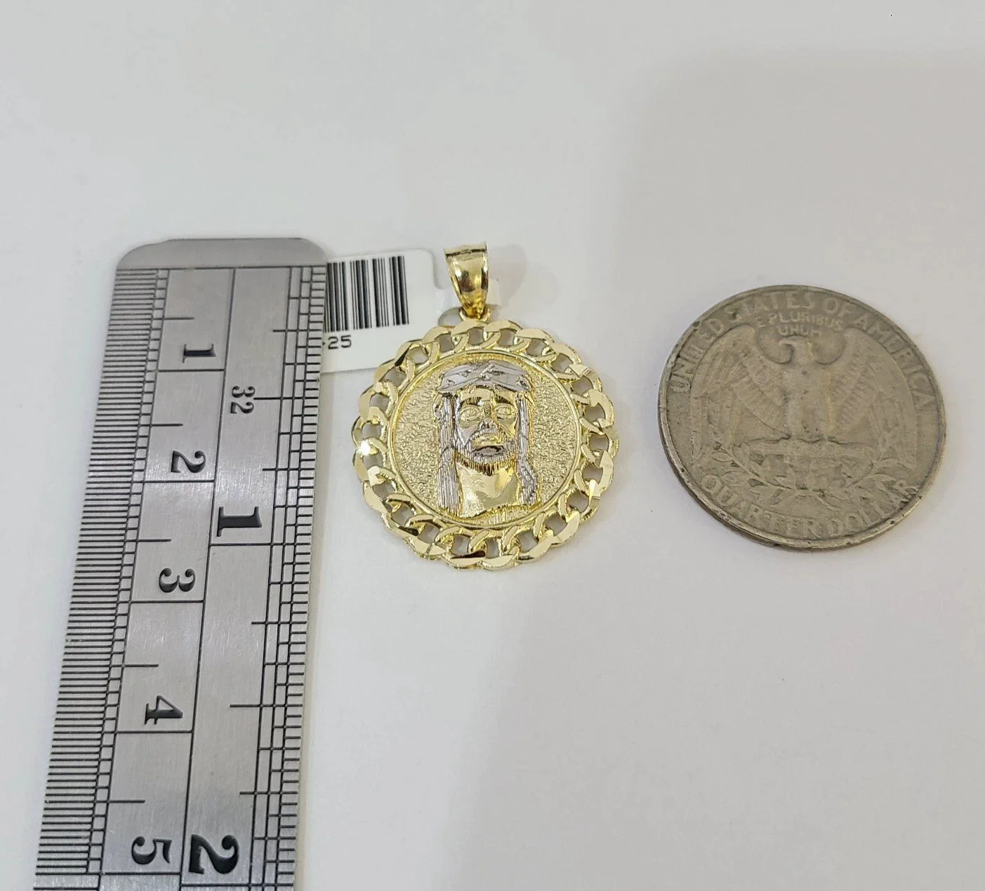 10k Yellow Gold Solid Cuban Curb Chain Jesus Head Pendant Charm 3mm Necklace - Image 4