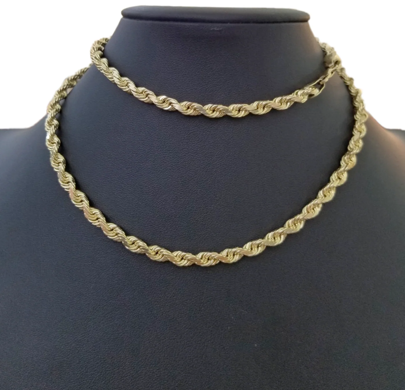 10k Yellow Gold Solid Rope Chain Necklace 7mm 22" Inch Real 10KT Gold - Image 2