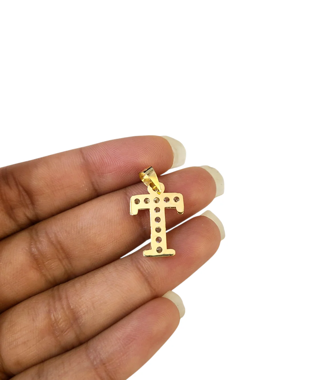 10K Yellow Gold T Initial Charm Pendant Alphabet Real 10kt Men Women - Image 2