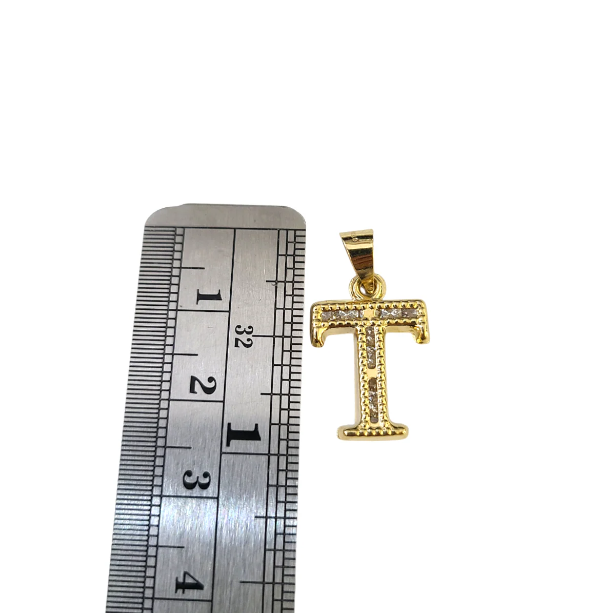 10K Yellow Gold T Initial Charm Pendant Alphabet Real 10kt Men Women - Image 4