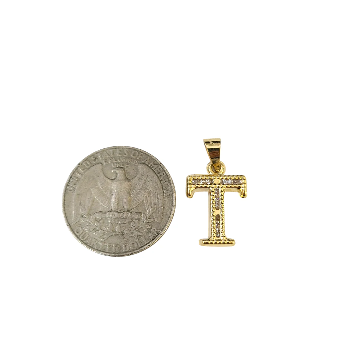 10K Yellow Gold T Initial Charm Pendant Alphabet Real 10kt Men Women - Image 5