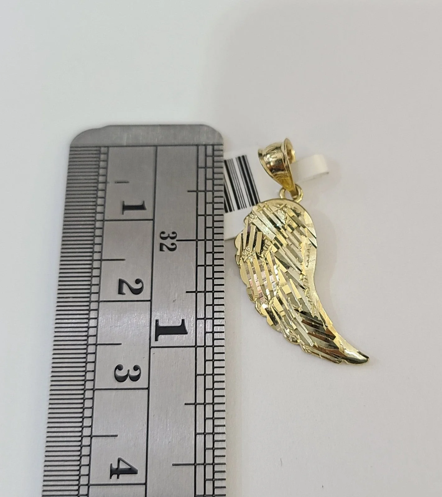 10kt Franco Chain Necklace Angel Wing Pendant 1mm 16-22 Inches Ladies Gold - Image 4
