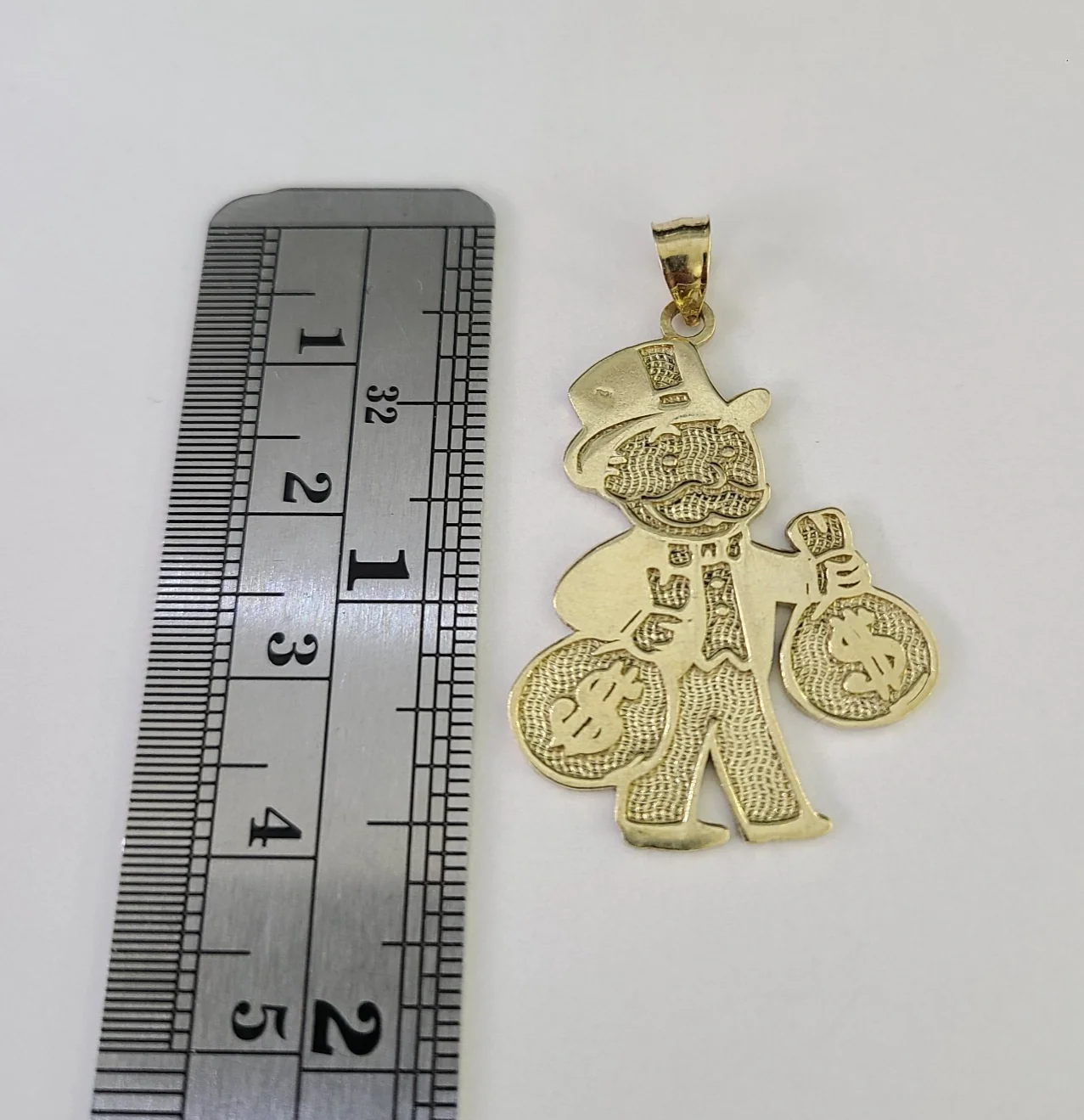 10kt Franco Chain Necklace Grandpa Money Bag Charm Pendant 3mm 18-28 Inches Gold - Image 4