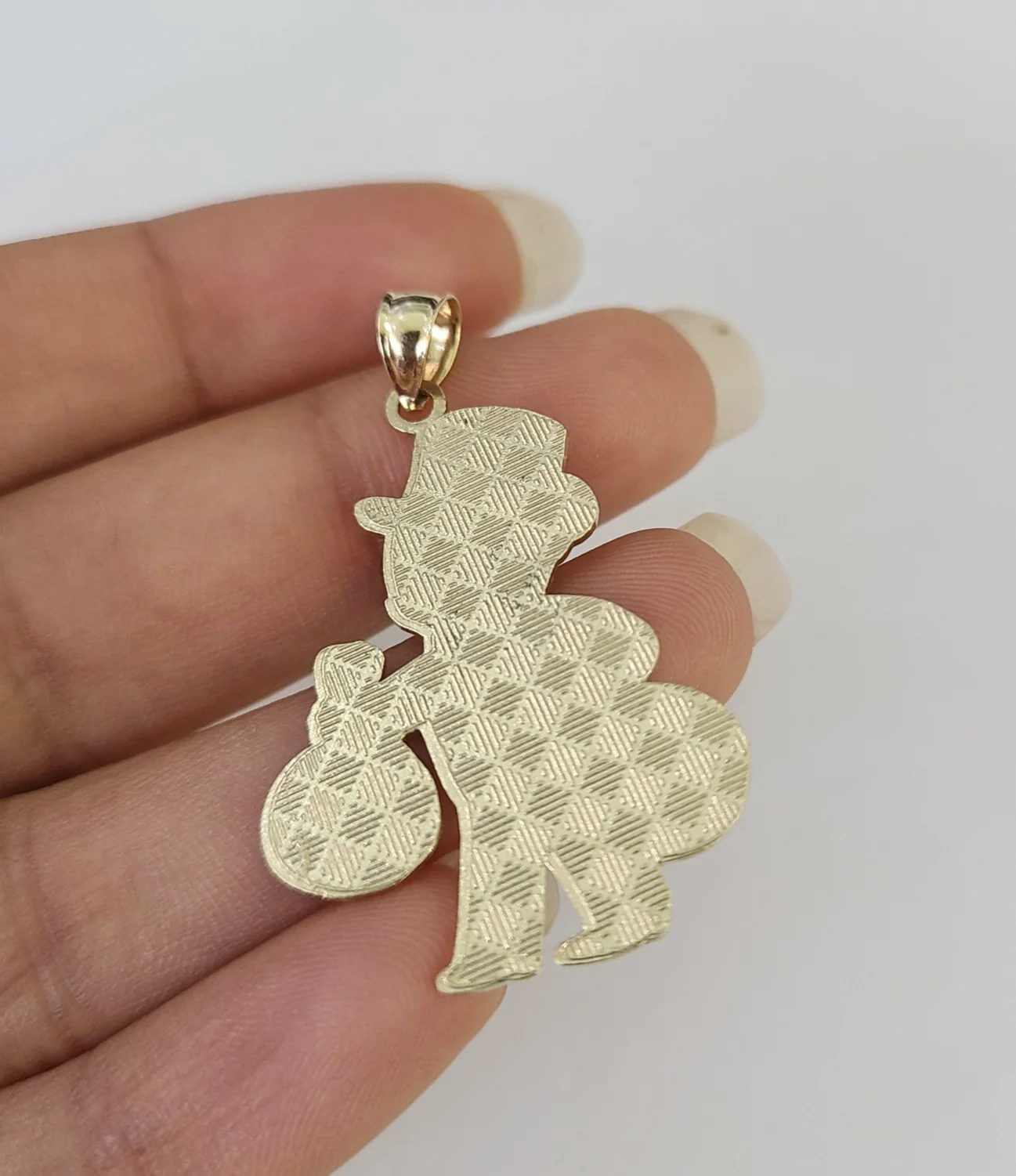 10kt Franco Chain Necklace Grandpa Money Bag Charm Pendant 3mm 18-28 Inches Gold - Image 7