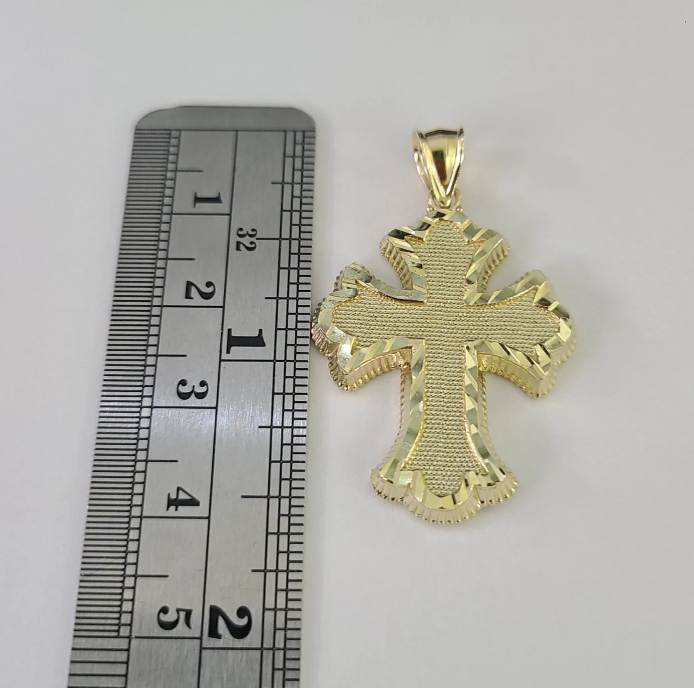 10kt Franco Chain Necklace Jesus Cross Charm Pendant 3mm 18-28 Inch Yellow Gold - Image 3