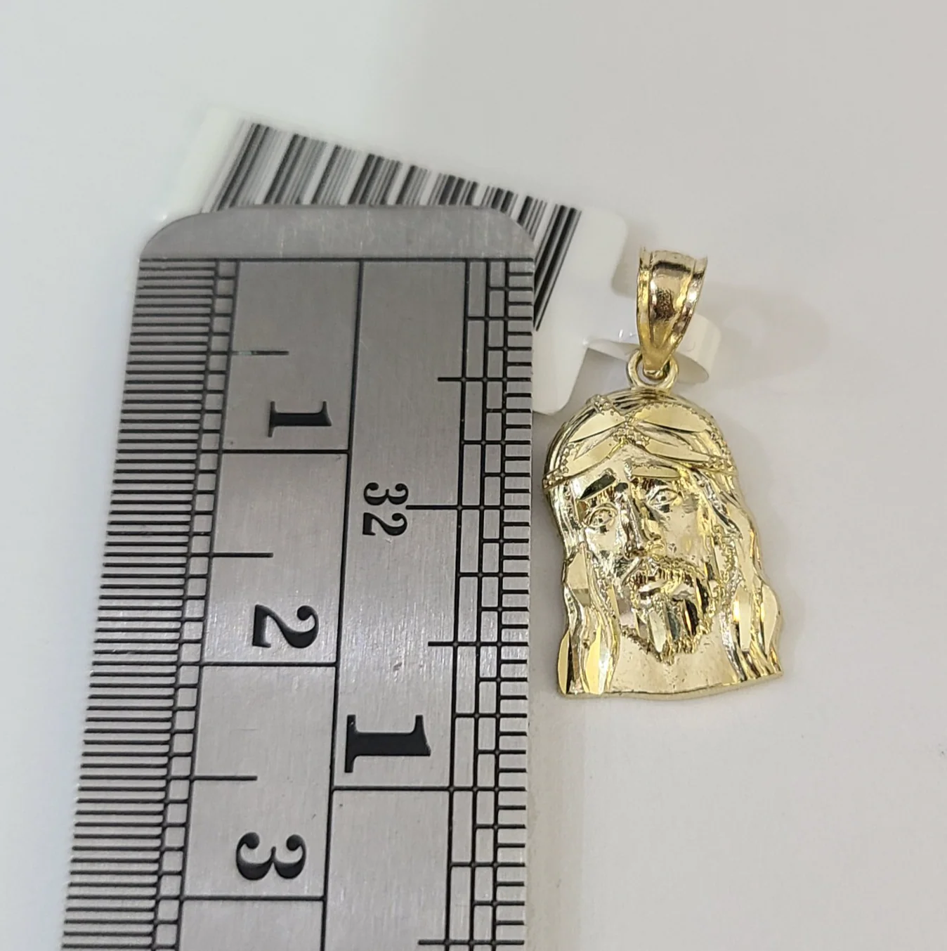 10kt Franco Chain Necklace Jesus Head Charm Pendant 1mm 16-22 Inches Ladies Gold - Image 5