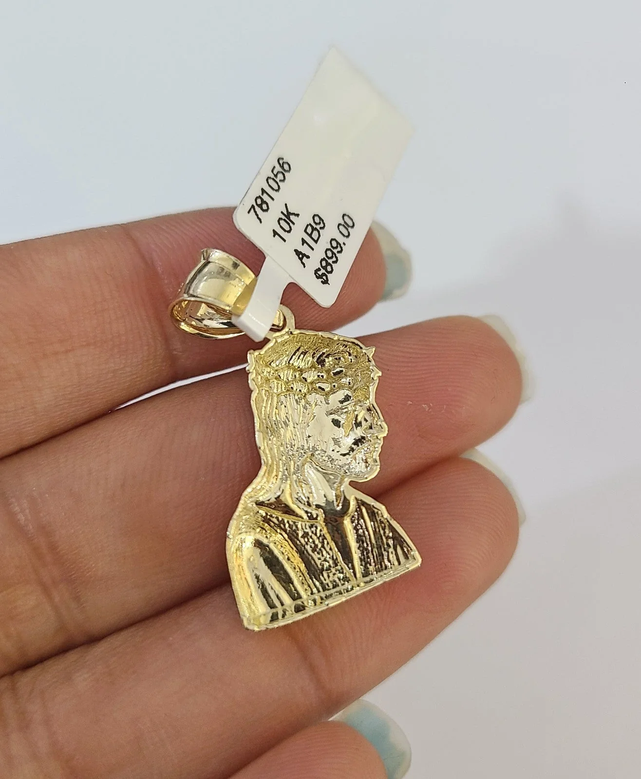 10kt Franco Chain Necklace Jesus Head Charm Pendant 1mm 16-22 Inchs Ladies Gold - Image 6