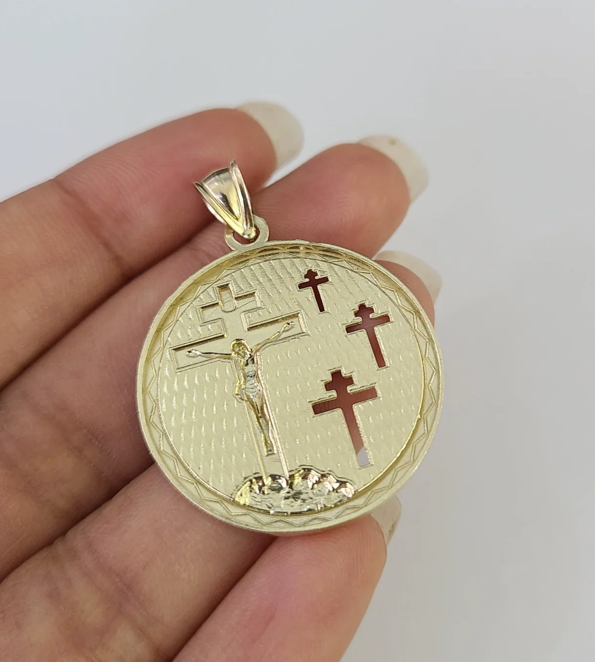 10kt Franco Chain Necklace Jesus Medallion Charm Pendant 3mm 18-28 Inches Gold - Image 6