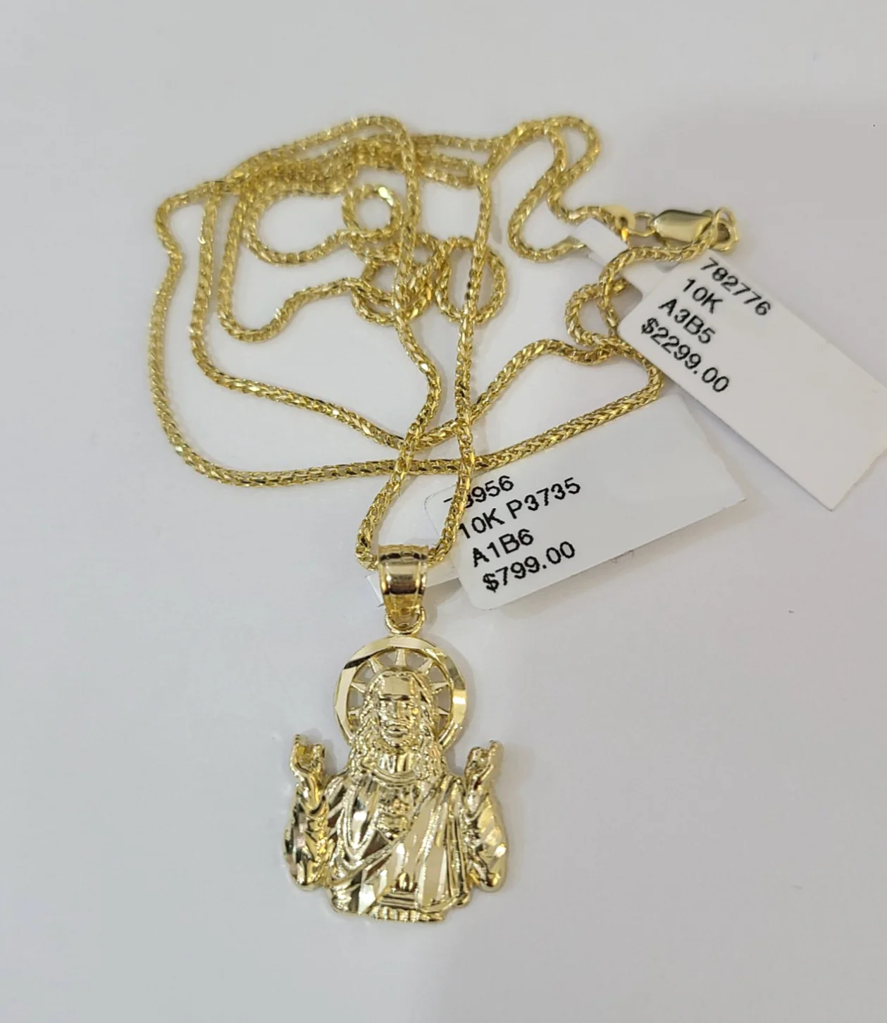 10kt Franco Chain Necklace Whatever Jesus 1mm 16-22 Inches Ladies Gold - Image 3