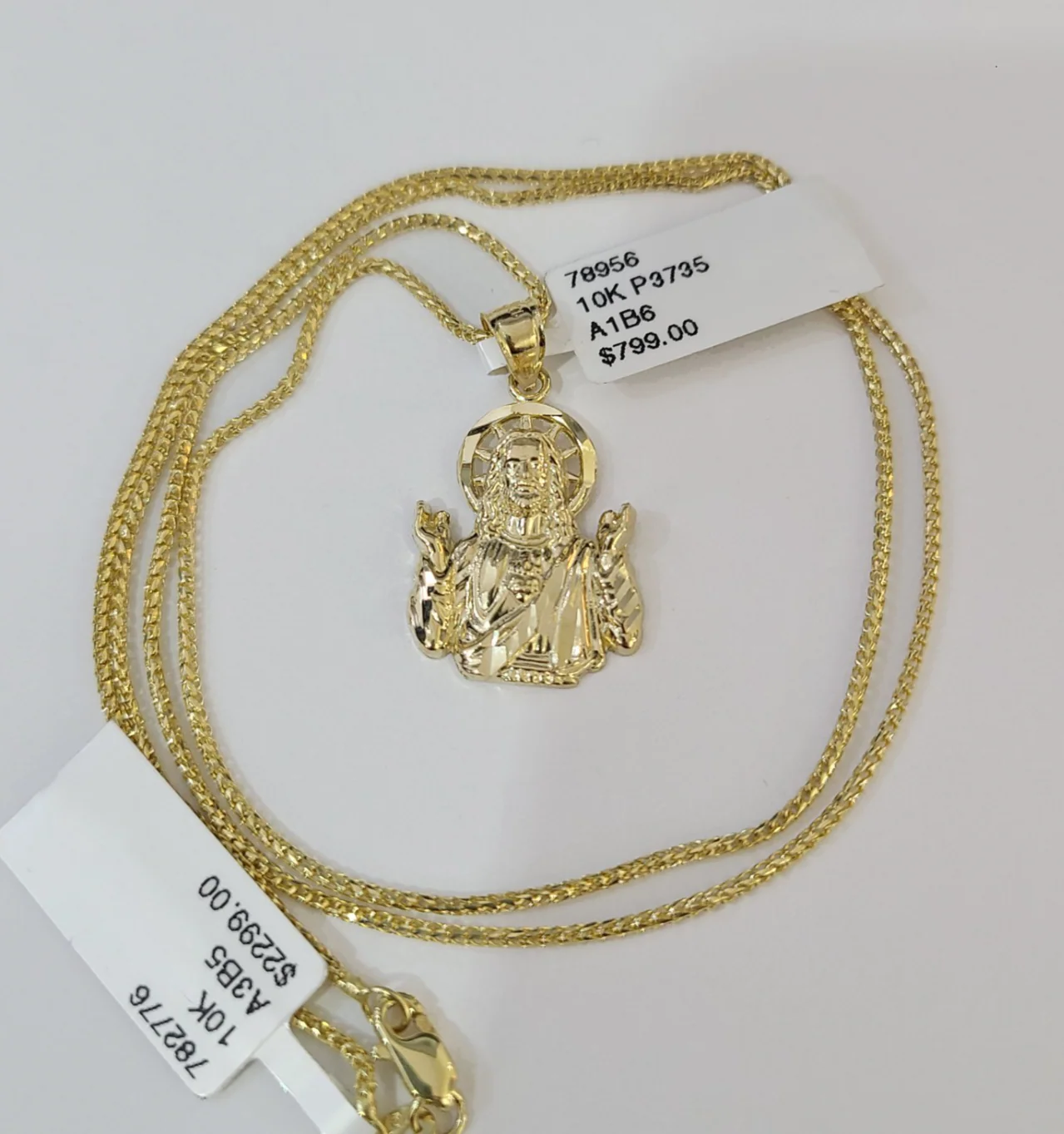 10kt Franco Chain Necklace Whatever Jesus 1mm 16-22 Inches Ladies Gold - Image 4