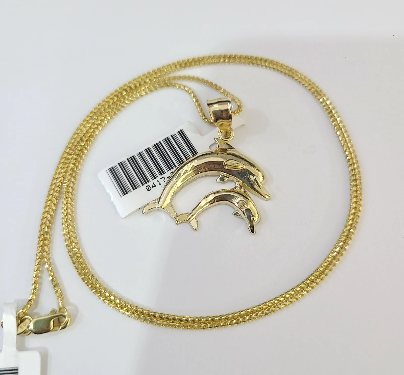 10kt Franco Gold Chain Necklace Dolphin Pendant Charm 1mm 16-22 Inches Ladies - Image 3