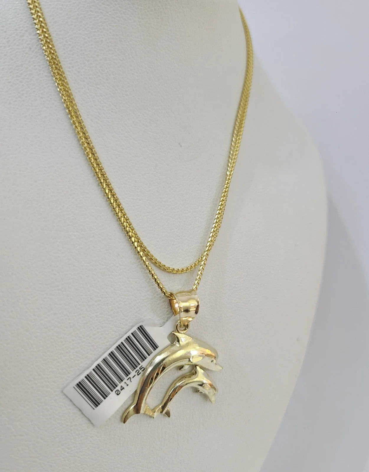 10kt Franco Gold Chain Necklace Dolphin Pendant Charm 1mm 16-22 Inches Ladies - Image 5