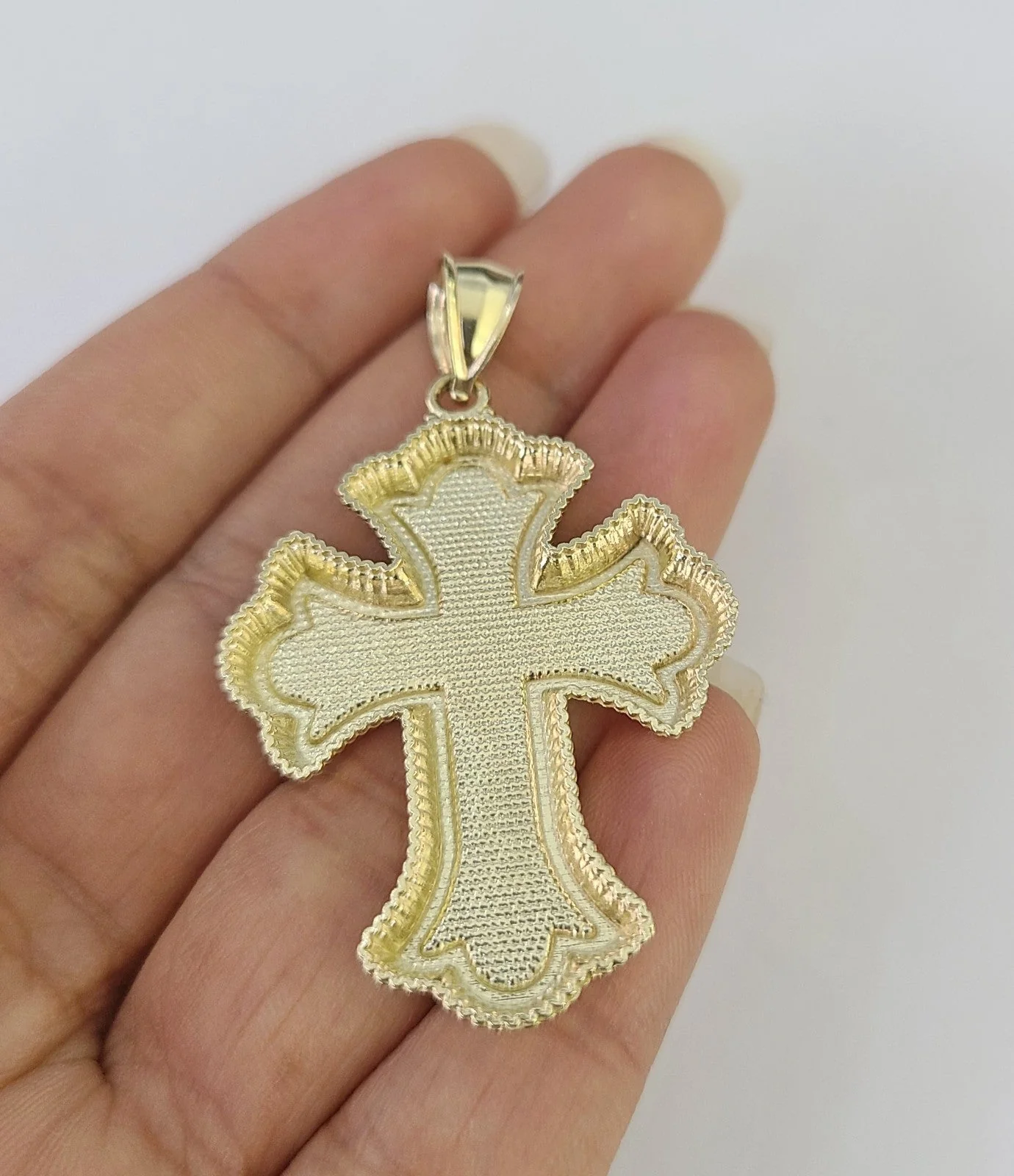 10kt Gold Jesus Roman Cross Charm Miami Cuban Chain Pendant 5mm 18"-28" Necklace - Image 7