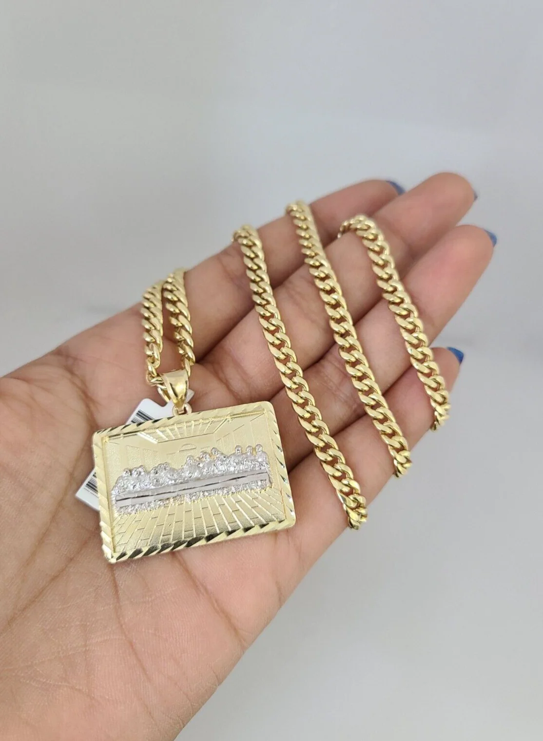 10kt Gold Miami Cuban Chain Last Supper Charm Pendant 5mm 18-28 Inch Necklace - Image 4