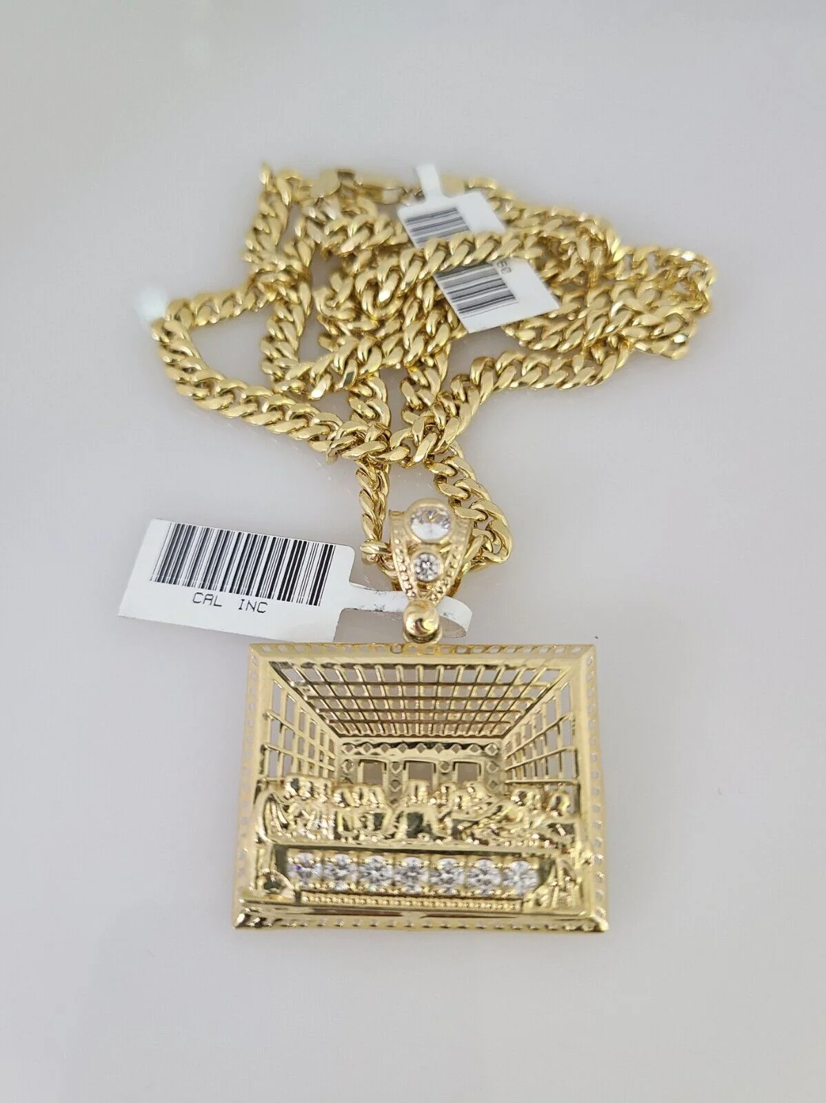 10kt Gold Miami Cuban Chain Last Supper Charm Pendant 5mm 18-28 Inch Necklace - Image 4