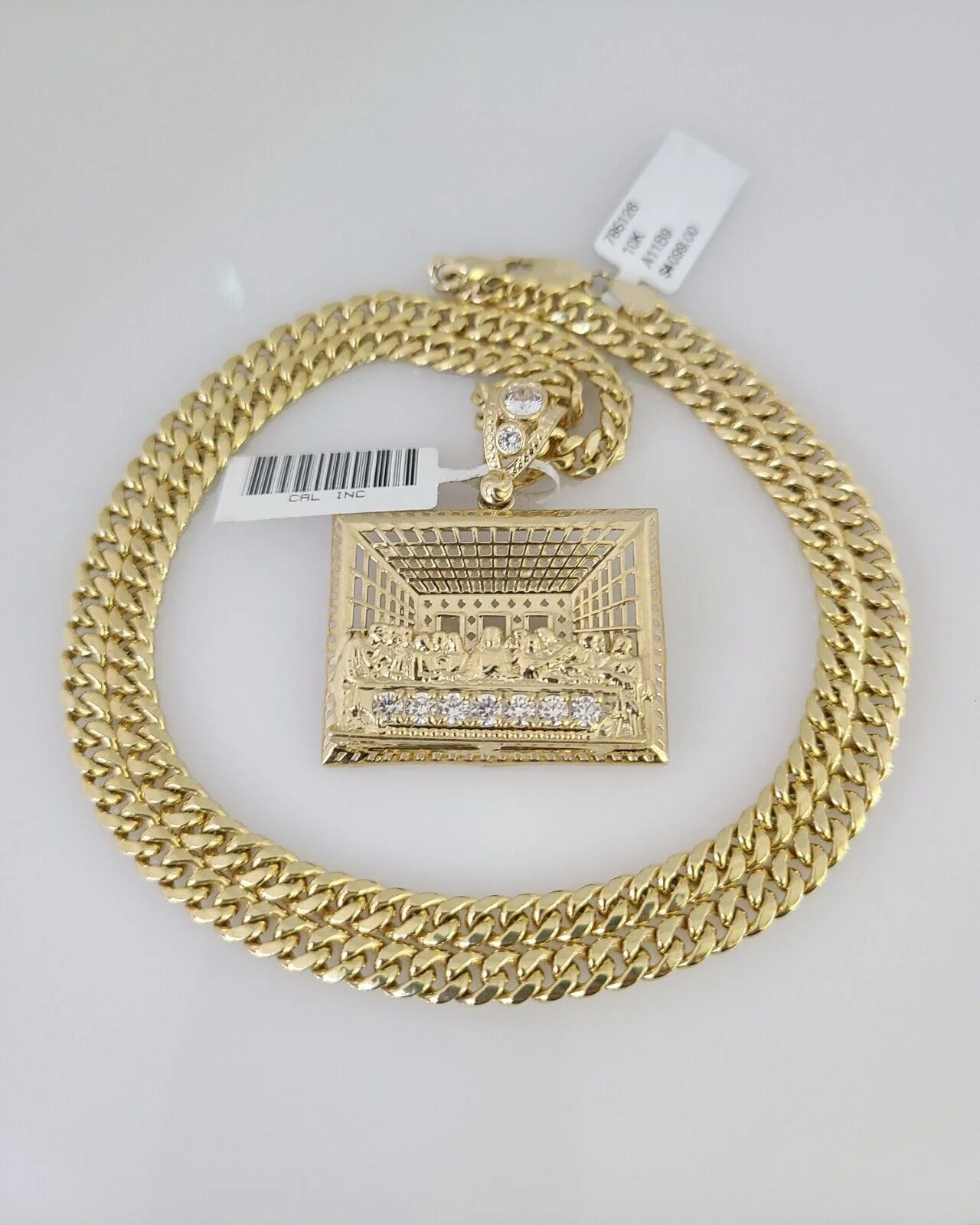 10kt Gold Miami Cuban Chain Last Supper Charm Pendant 5mm 18-28 Inch Necklace - Image 6