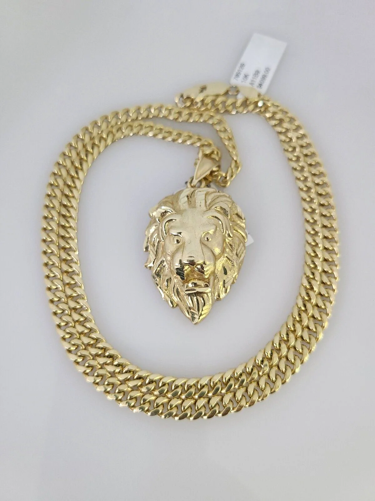 10kt Gold Miami Cuban Chain Lion Head Charm Pendant 5mm 18-28 Inch Necklace - Image 2