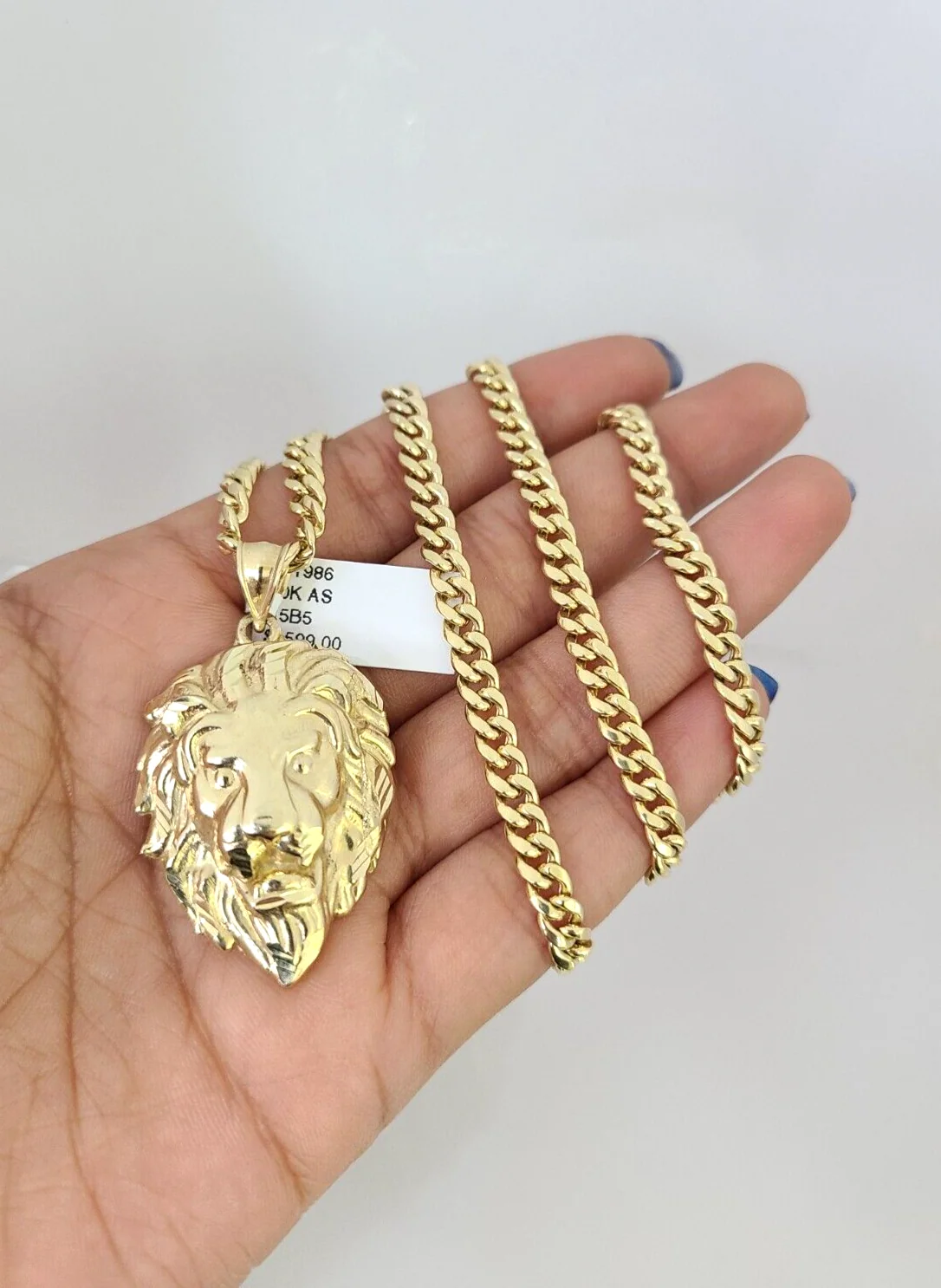 10kt Gold Miami Cuban Chain Lion Head Charm Pendant 5mm 18-28 Inch Necklace - Image 6